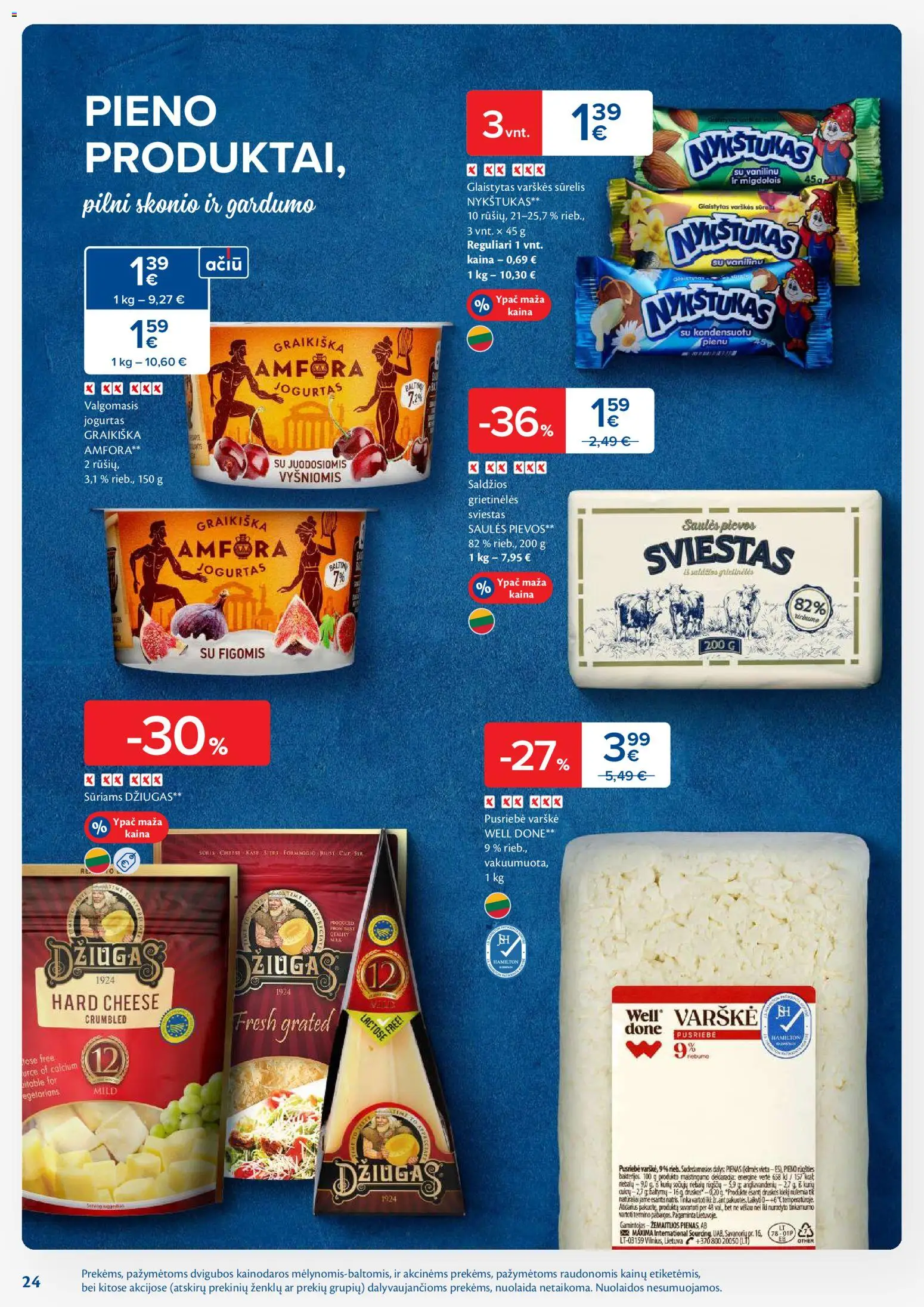 MAXIMA akcijos nuo 13.01.2026 | Puslapis: 24 | Prekių: Sūrelis, Jogurtas, Sviestas, Varškė