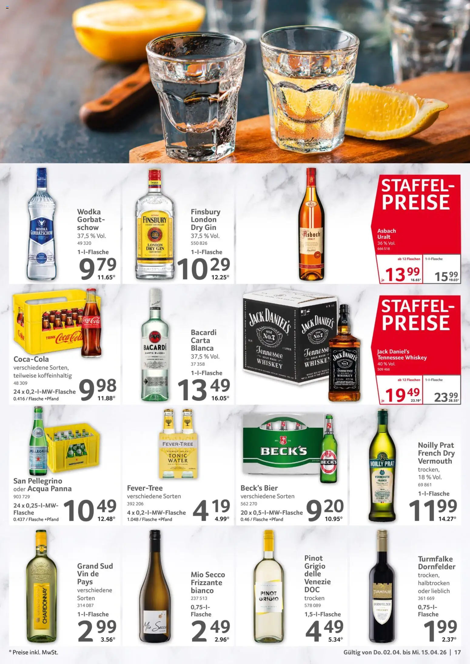 Selgros Gastronomie – gültig ab 02.04.2026 | Seite: 17 | Produkte: Grand sud, Gin, Wodka, Asbach