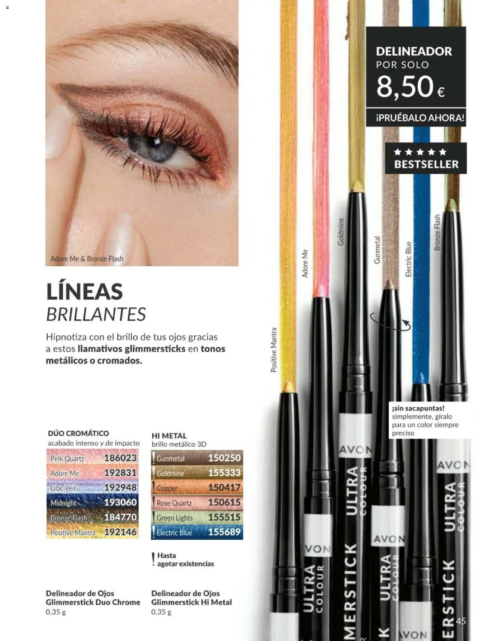 Catálogo AVON campaña 5 │ válido desde el 01.05.2026 | Página: 45 | Productos: Delineador de ojos, Delineador, Sacapuntas