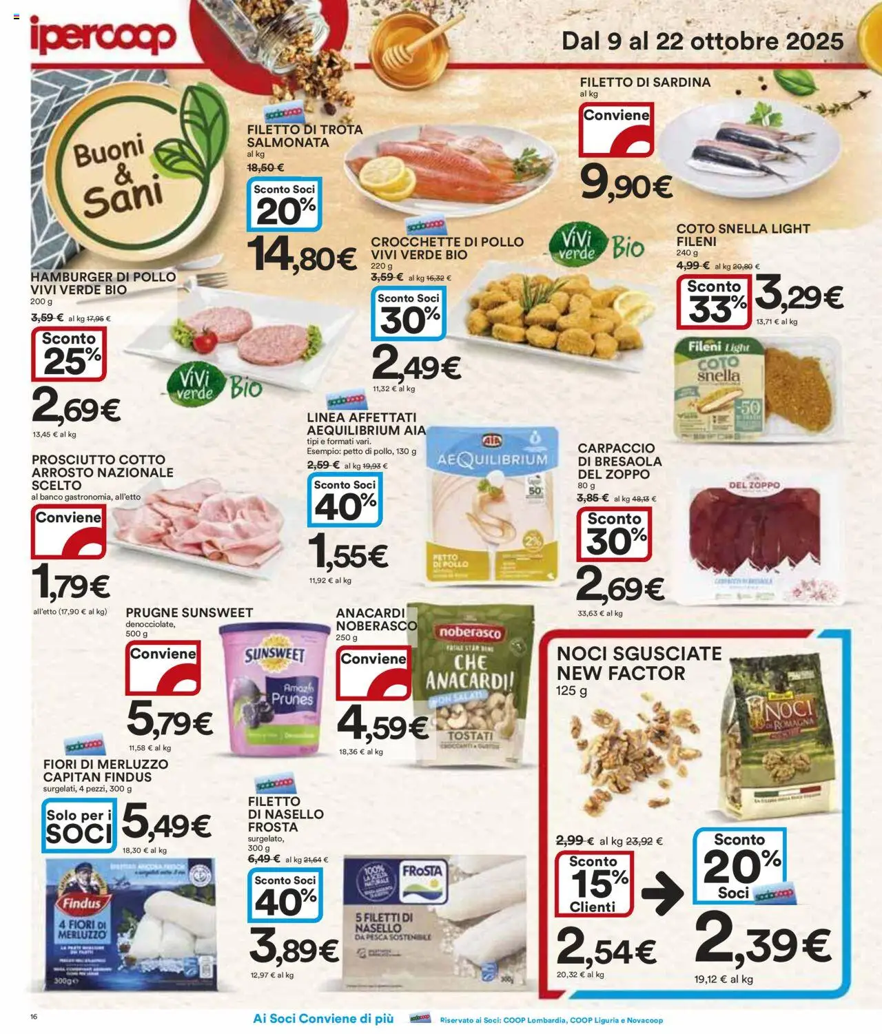 Volantino Ipercoop del 09.10.2025 | Pagina: 16 | Prodotti: Arrosto, Prosciutto Cotto, Pesca, Hamburger
