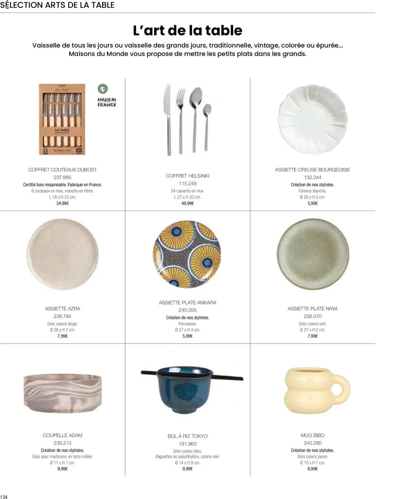 {H1} | Page: 136 | Produits: Bol, Table, Riz