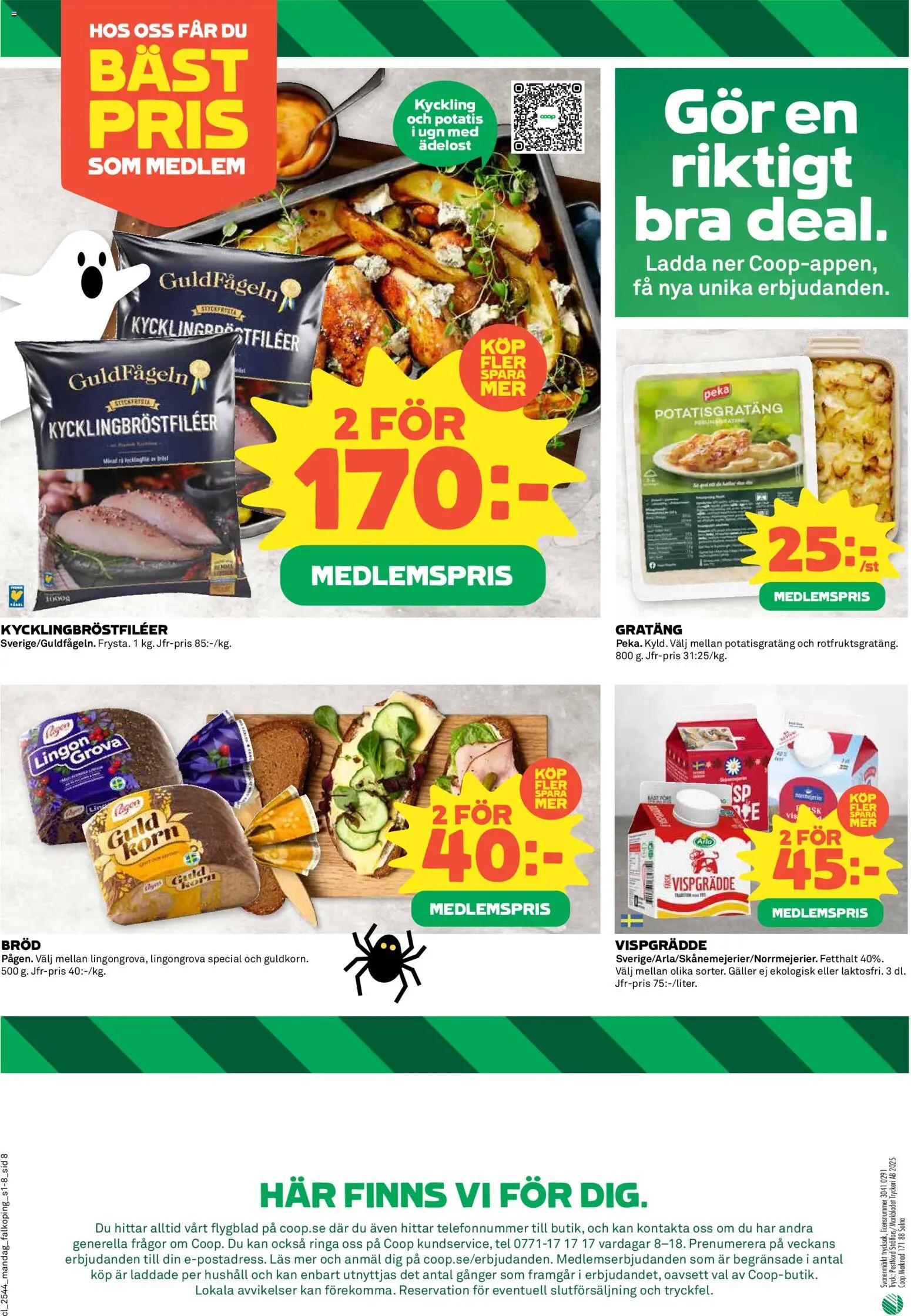 Coop reklamblad aktuell från 27.10.2025 | Sida: 8 | Produkter: Lingongrova, Bröd, Potatis, Vispgrädde