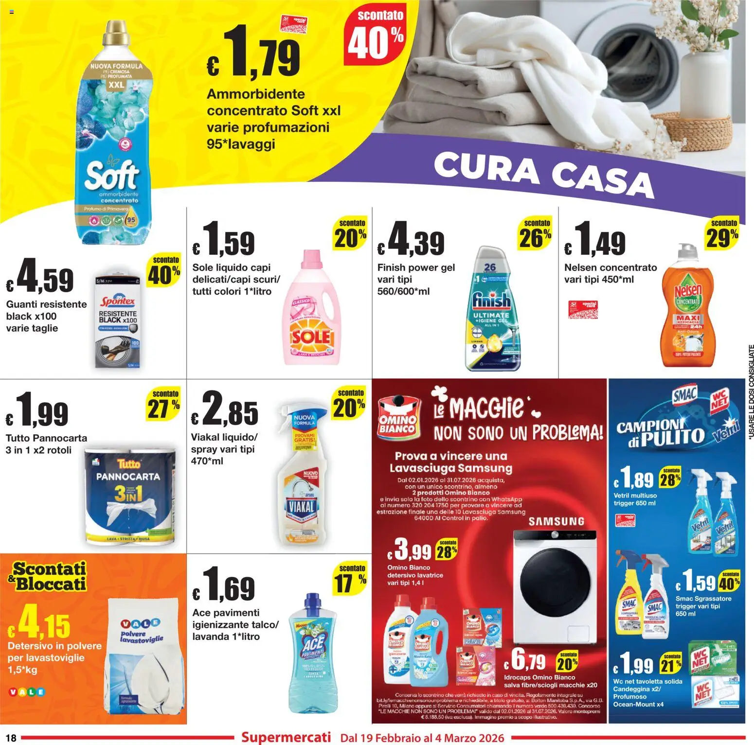 Volantino Sì con Te del 19.02.2026 | Pagina: 18 | Prodotti: Lavasciuga, Candeggina, Sgrassatore, WC