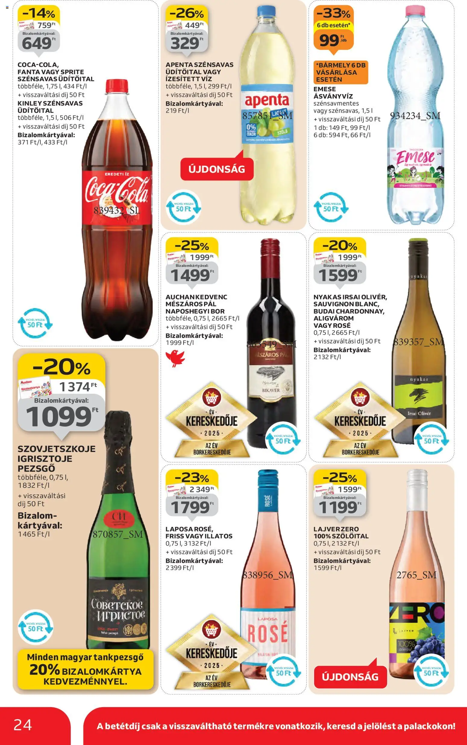 Auchan akciós ujság - amely érvényes a következő dátumtól: 22.01.2026 | Oldal: 24 | Termékek: Fanta, Pezsgő, Bor, Cukor