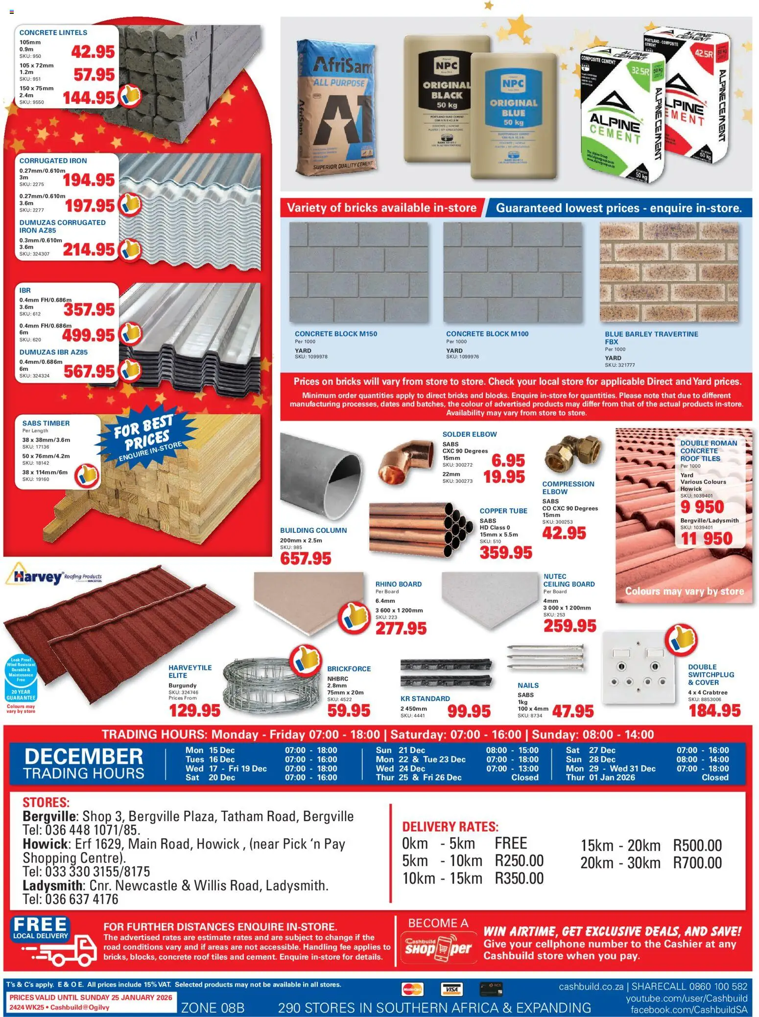 New Cashbuild catalogue – valid from 15.12.2025 | Page: 2 | Products: Dates, Cover, Iron, Cement