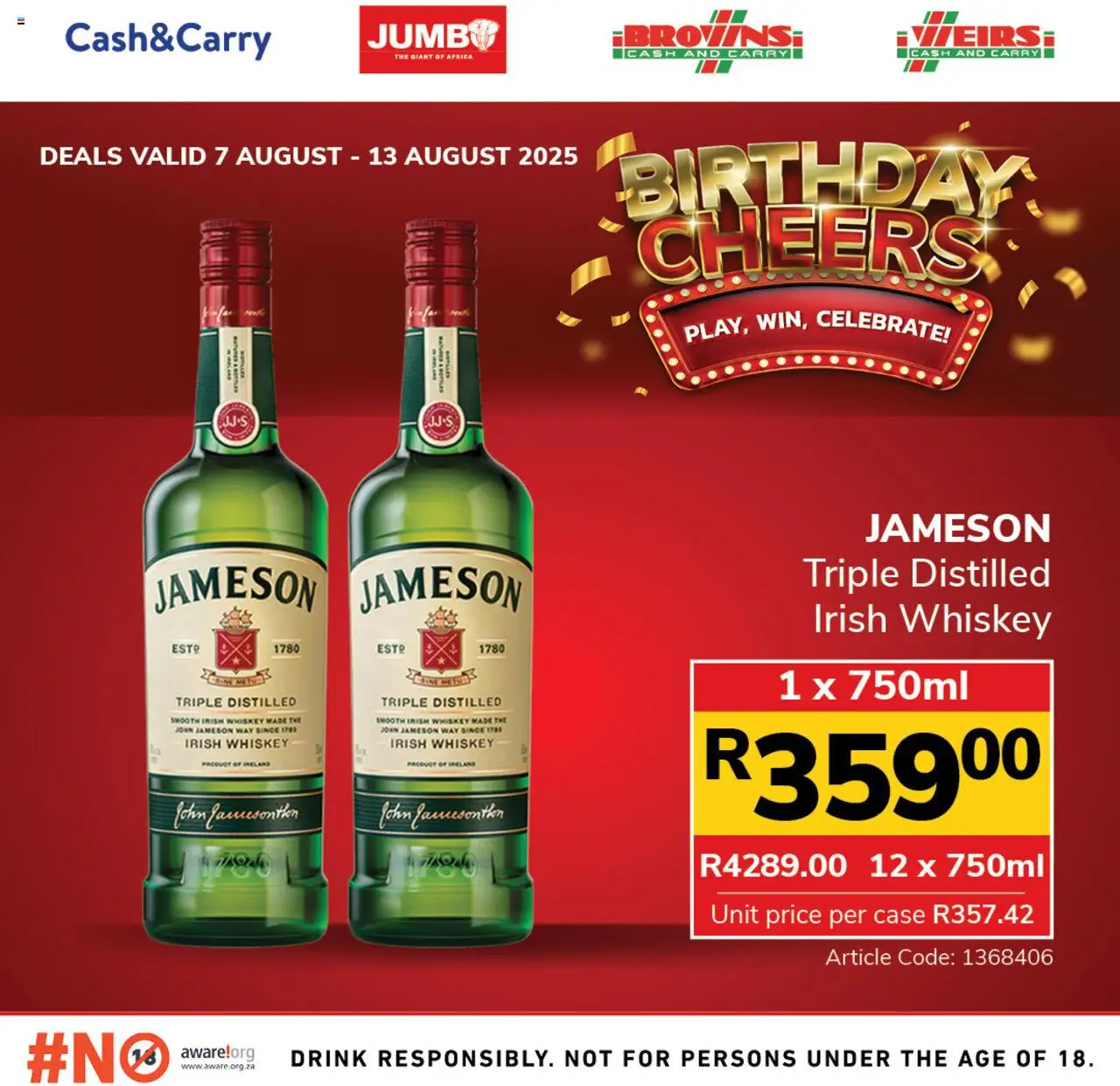 Jumbo Liquor Specials │ valid from 07.08.2025 | Page: 2 | Products: Case, Whiskey