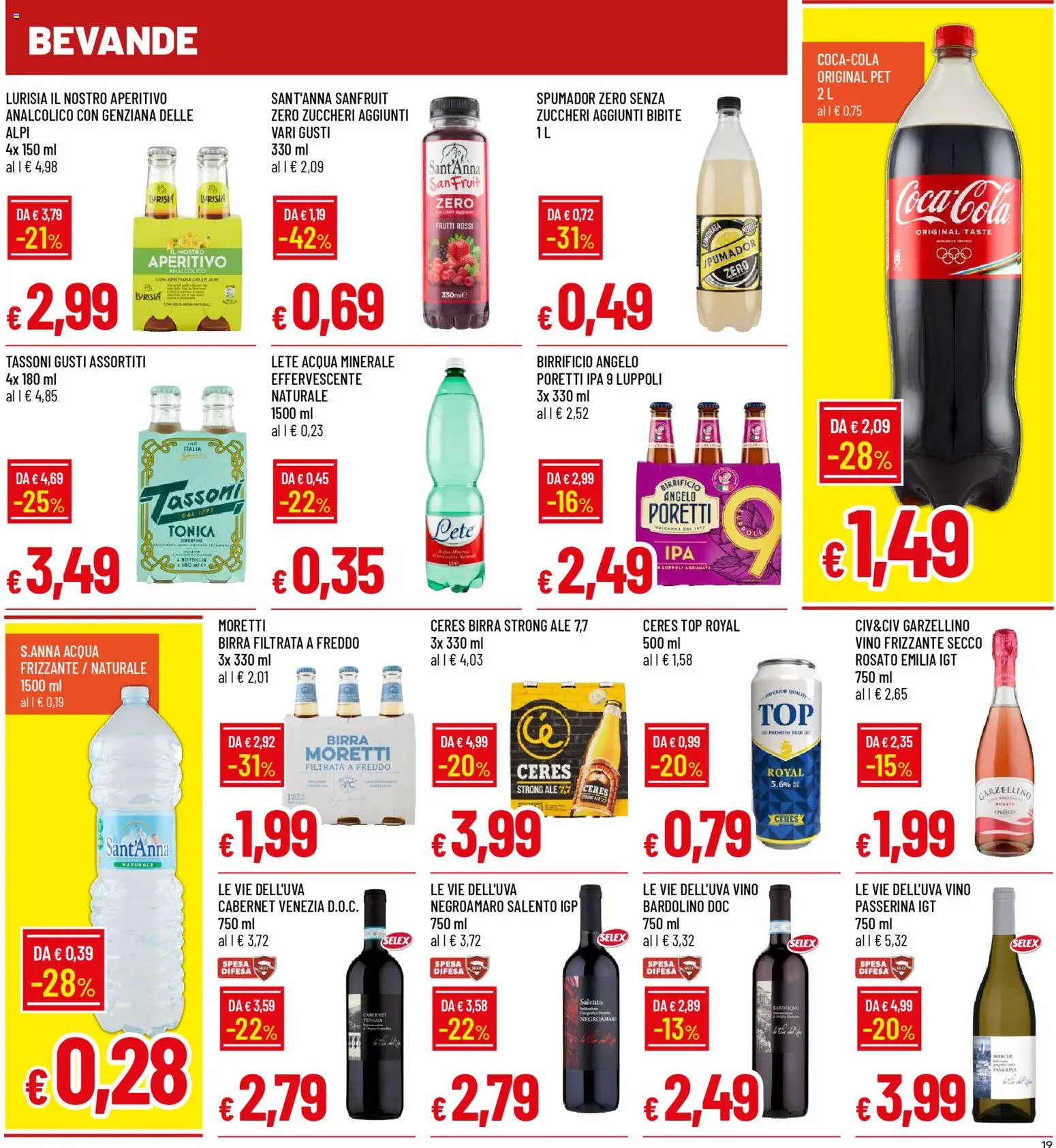 Volantino Galassia del 22.01.2026 | Pagina: 19 | Prodotti: Acqua, Birra Moretti, Bibite, Acqua minerale