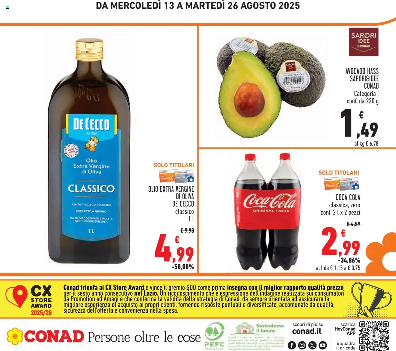 Volantino Conad del 13.08.2025 | Pagina: 24 | Prodotti: Avocado, Olio, Olive, Olio extra vergine