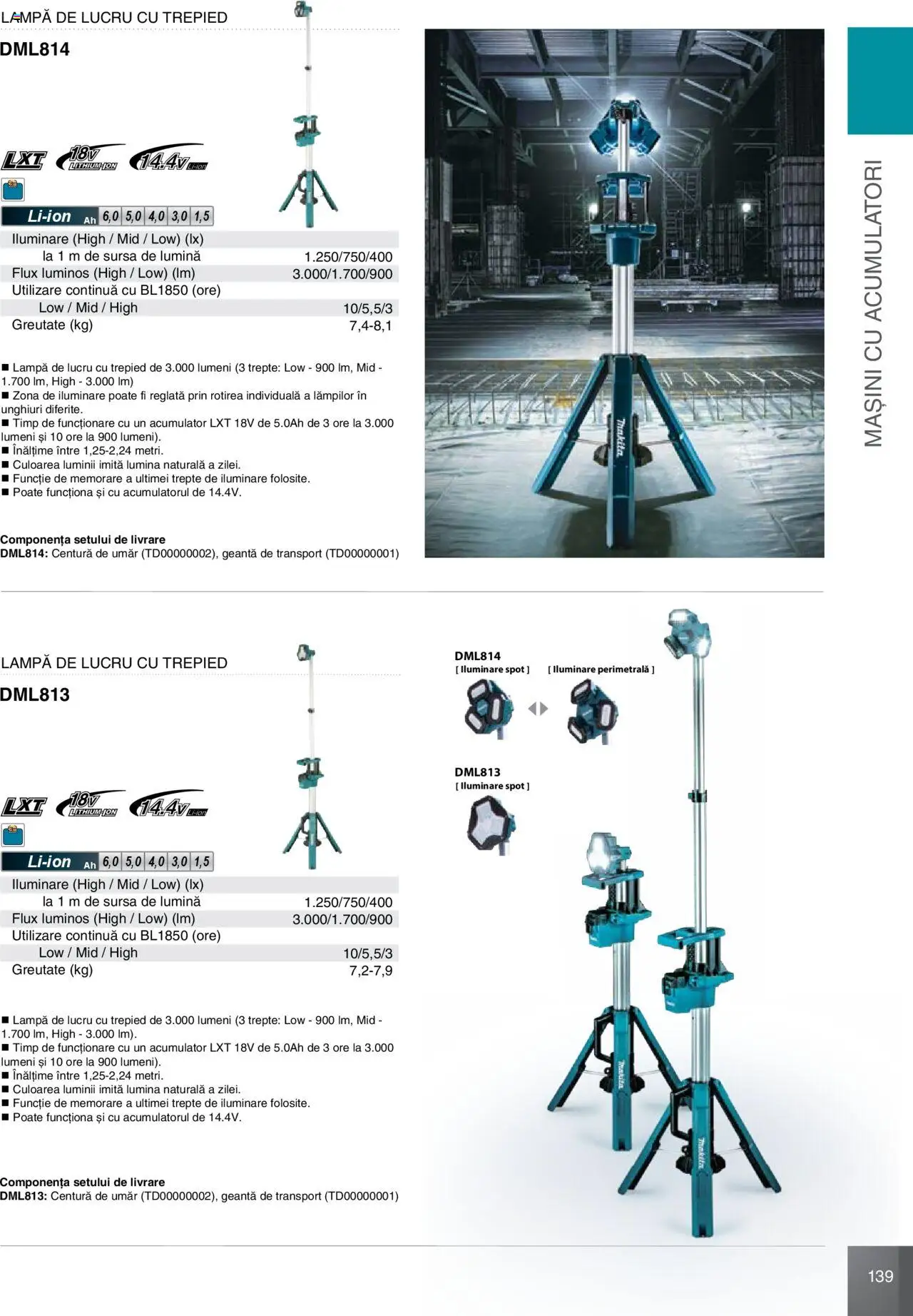 Noul catalog Makita – valabil de la 08.01.2025 | Pagină: 139 | Produse: Geantă, Lampă