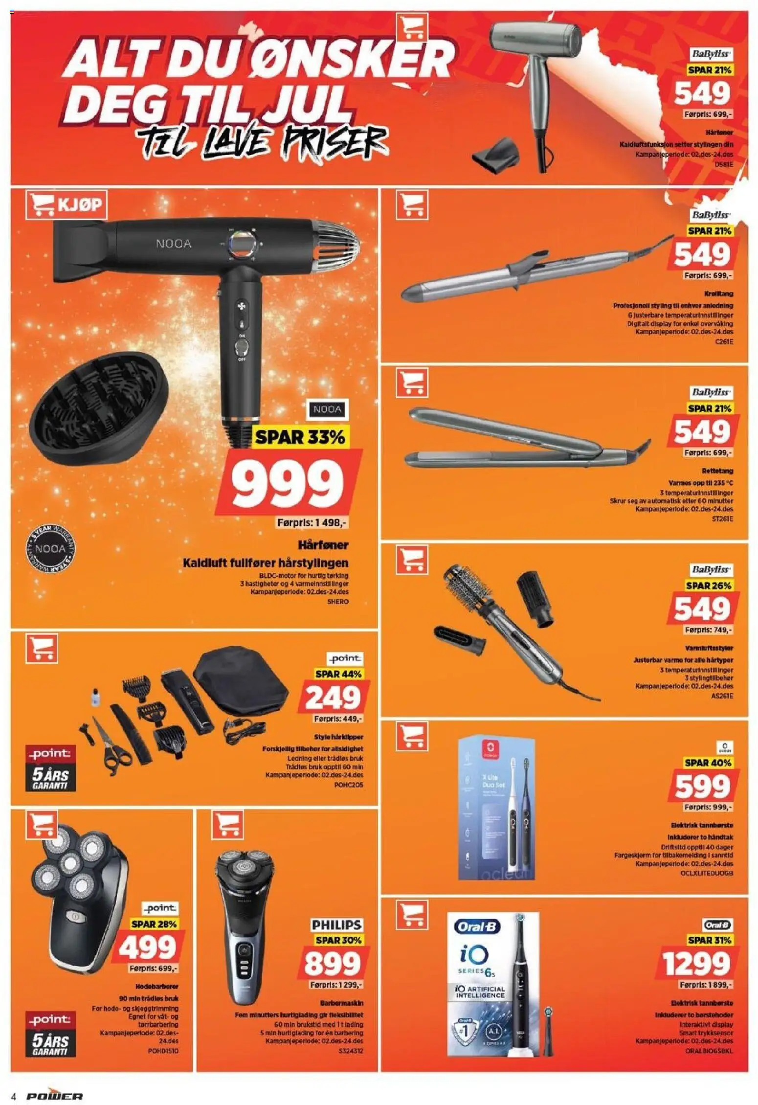 {H1} | Side: 4 | Produkter: Krølltang, Hårføner, Rettetang, Håndtak