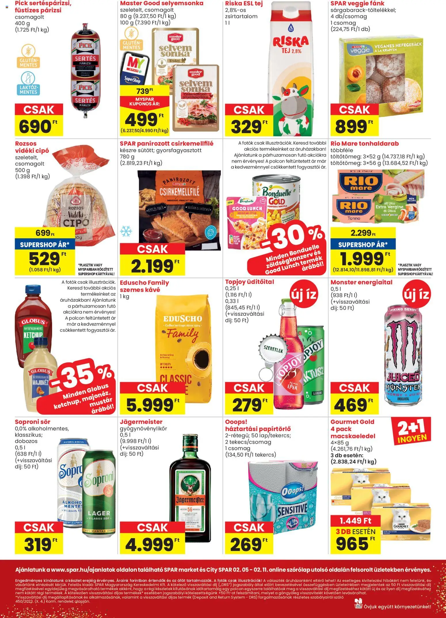 Spar Market akciós ujság - amely érvényes a következő dátumtól: 05.02.2026 | Oldal: 2 | Termékek: Jägermeister, Sonka, Eper, Só