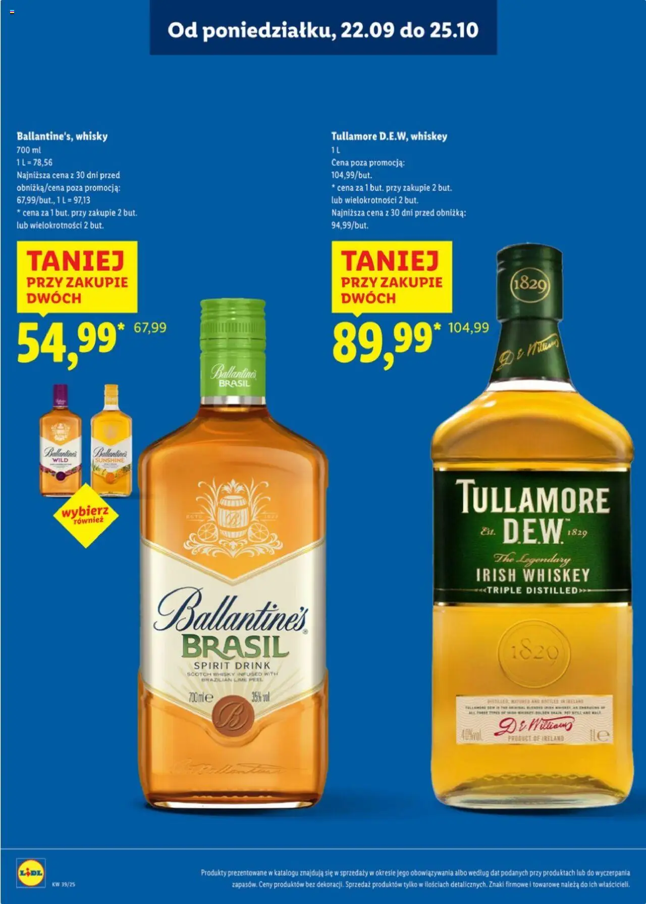Lidl Katalog alkoholi mocnych od 22.09.2025 | Strona: 13 | Produkty: Ballantine's brasil, Whisky