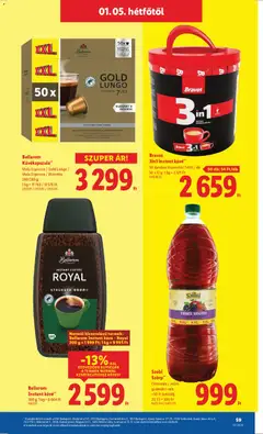 Bravos 3in1 instant kávé**, 50 darabos kiszerelés; 54 Ft / db 50 x 17 g - amely érvényes a következő dátumtól: 02.01.2026 | Oldal: 59 | Termékek: Szörp, Kávékapszula, Kávé, Instant kávé