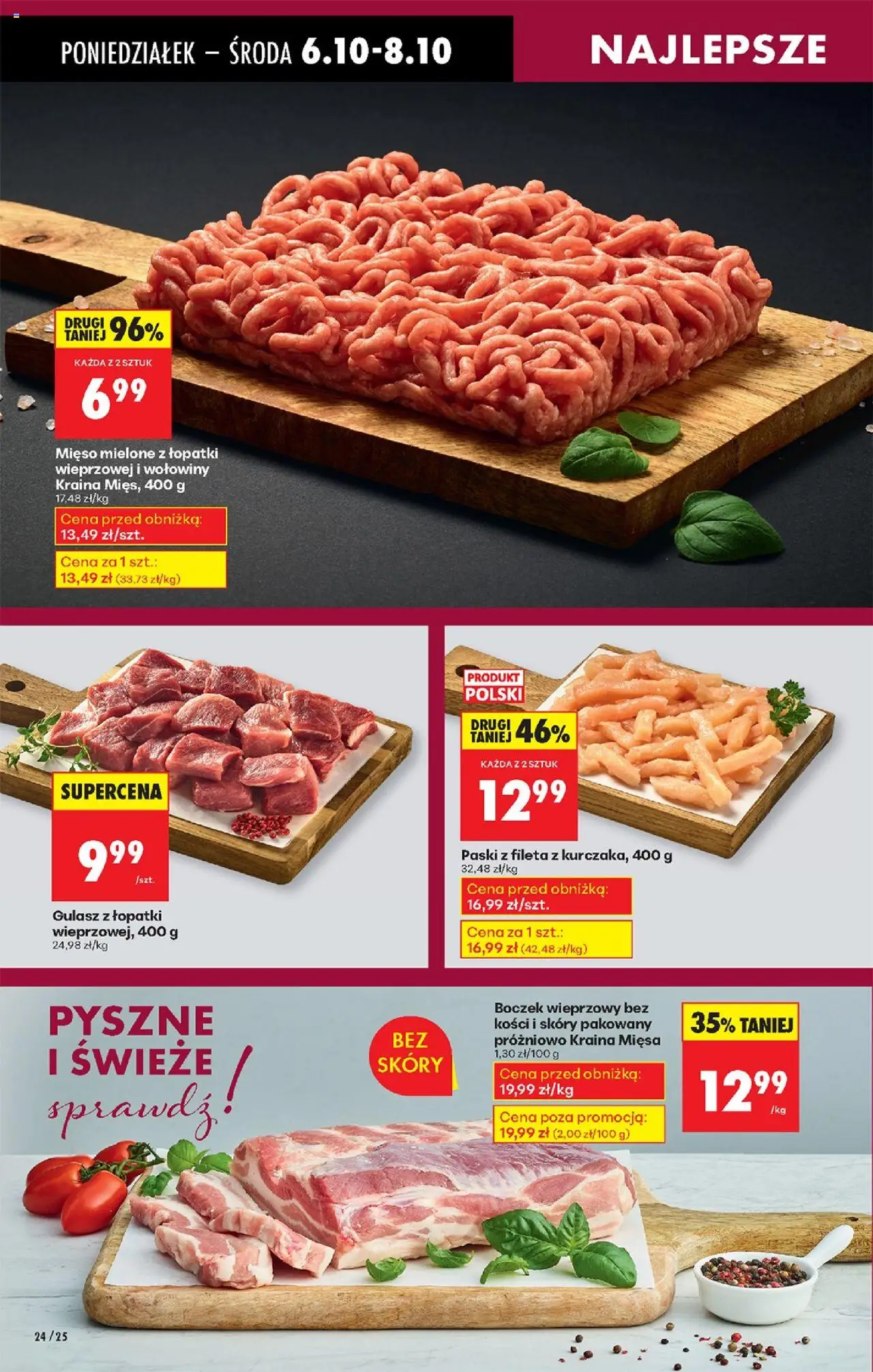 Biedronka gazetka od 06.10.2025 | Strona: 30 | Produkty: Mięso, Kraina mięs, Boczek, Gulasz
