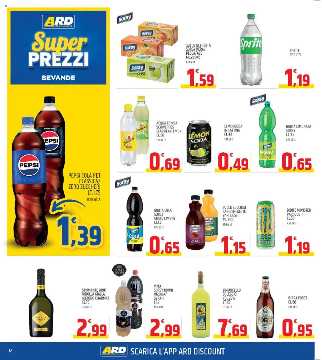 Volantino ARD Discount del 11.09.2025 | Pagina: 12 | Prodotti: Succo, Acqua, Frutta, Pepsi
