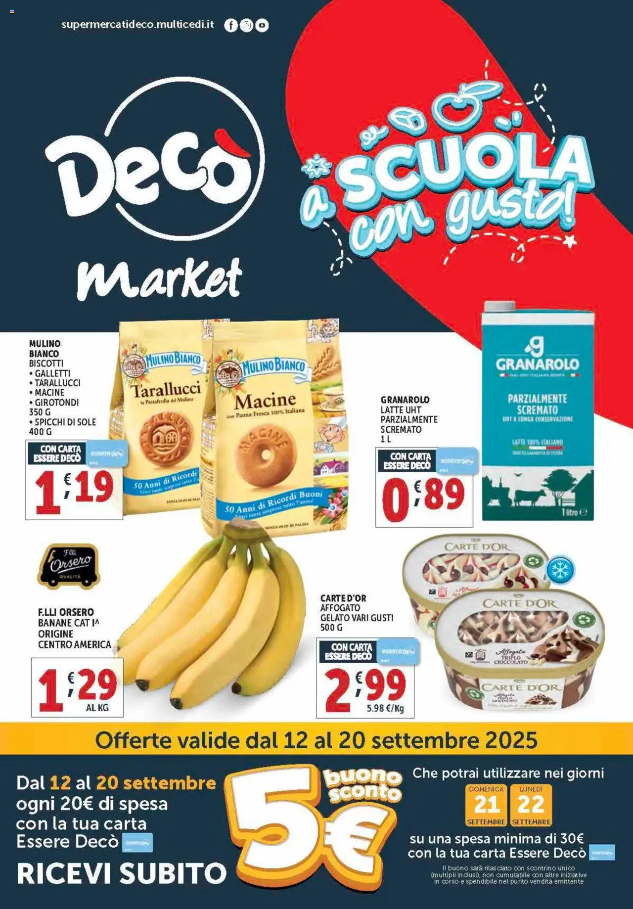 Volantino Decò del 12.09.2025 | Pagina: 1 | Prodotti: Panna, Biscotti, Gelato, Latte