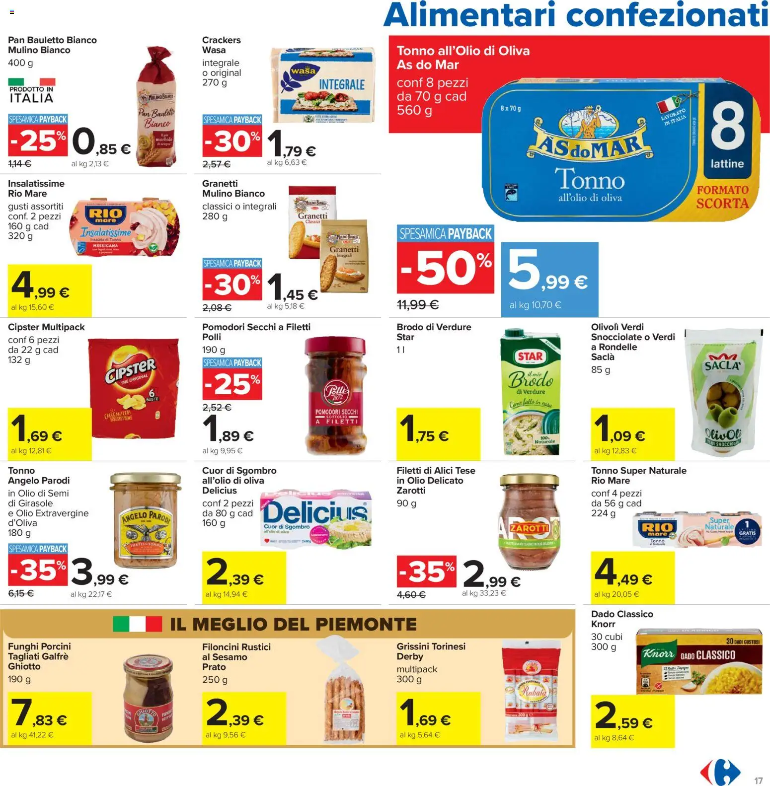 Volantino Carrefour del 13.03.2026 | Pagina: 17 | Prodotti: Verdure, Tonno, Grissini, Sgombro