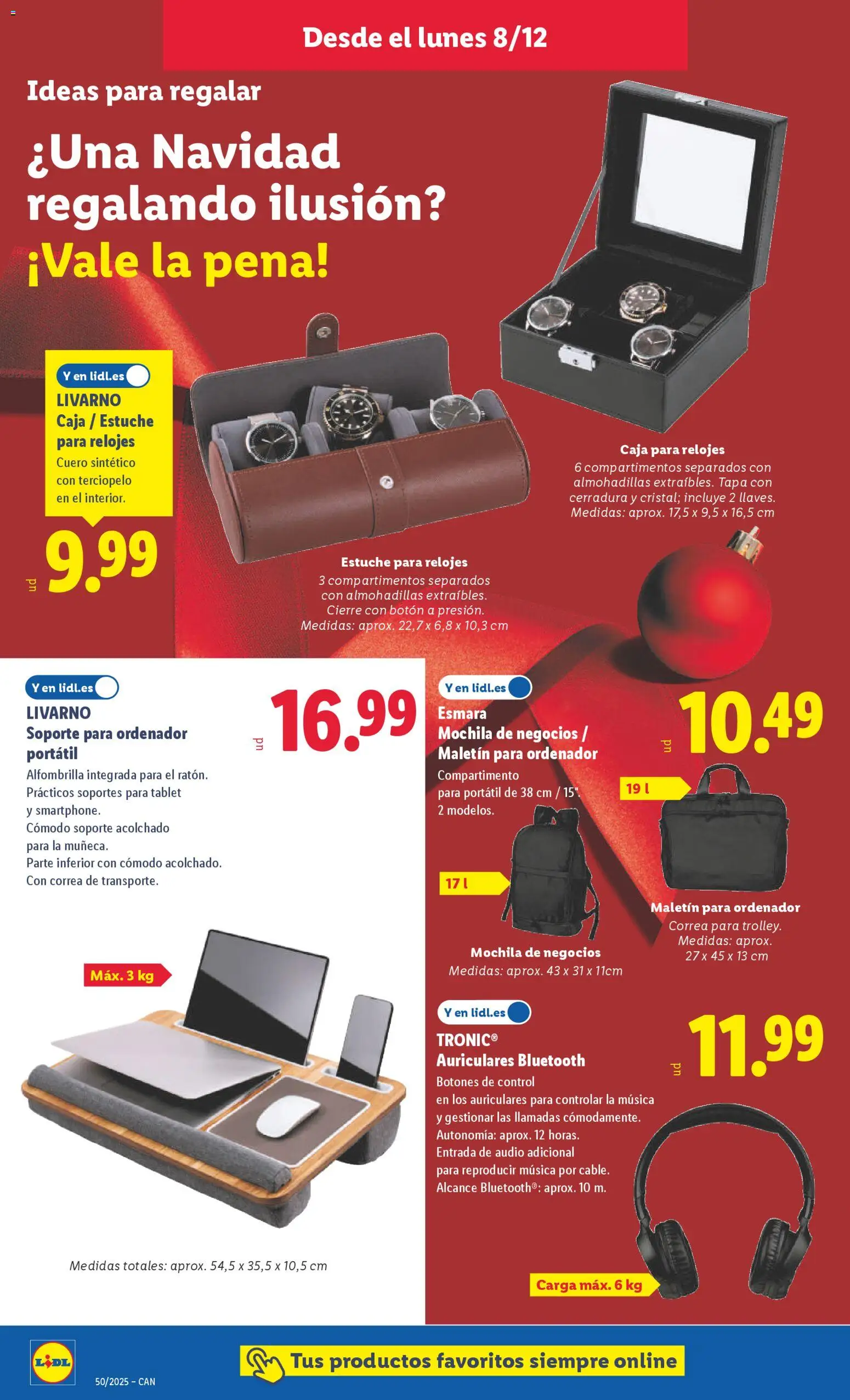 Lidl - Canarias │ válido desde el 08.12.2025 | Página: 8 | Productos: Soporte para ordenador portátil, Tablet, Ordenador, Auriculares