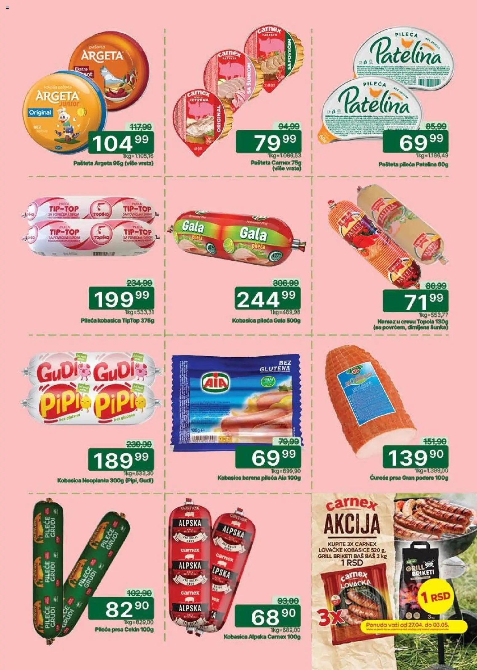 Univerexport katalog - važi od 27.04.2026 | Strana: 6 | Proizvode: Pileća prsa, Šunka, Carmex, Kobasica