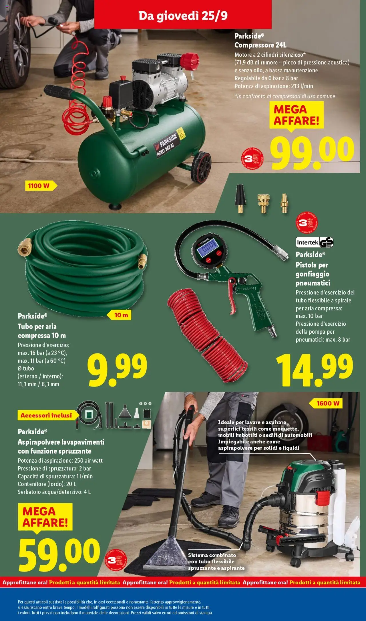Volantino Lidl del 22.09.2025 | Pagina: 45 | Prodotti: Compressore, Tubo, Contenitore, Aspirapolvere