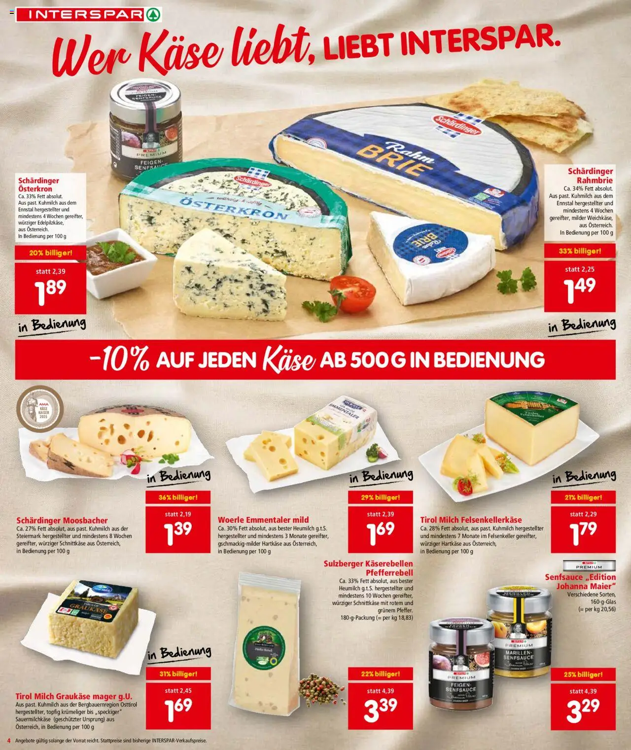 Interspar Flugblatt - Kärnten gültig ab 05.06.2025 | Seite: 4 | Produkte: Milch, Käse