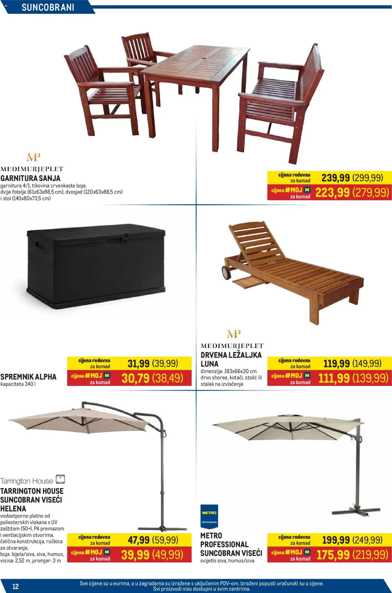 Metro katalog | vrijedi od 16.03.2026 | Stranica: 12 | Proizvodi: Ležaljka, Stolić, Stol, Dvosjed