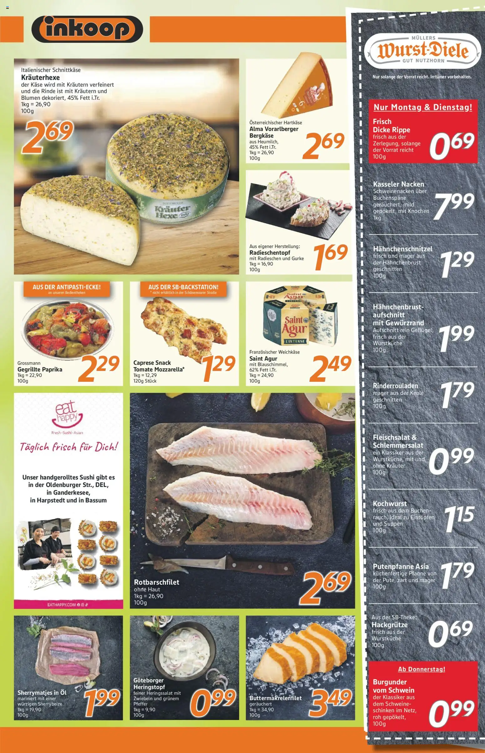 Inkoop Prospekt 	 – gültig ab 12.01.2026 | Seite: 3 | Produkte: Rinderrouladen, Schweinenacken, Wurst, Schinken