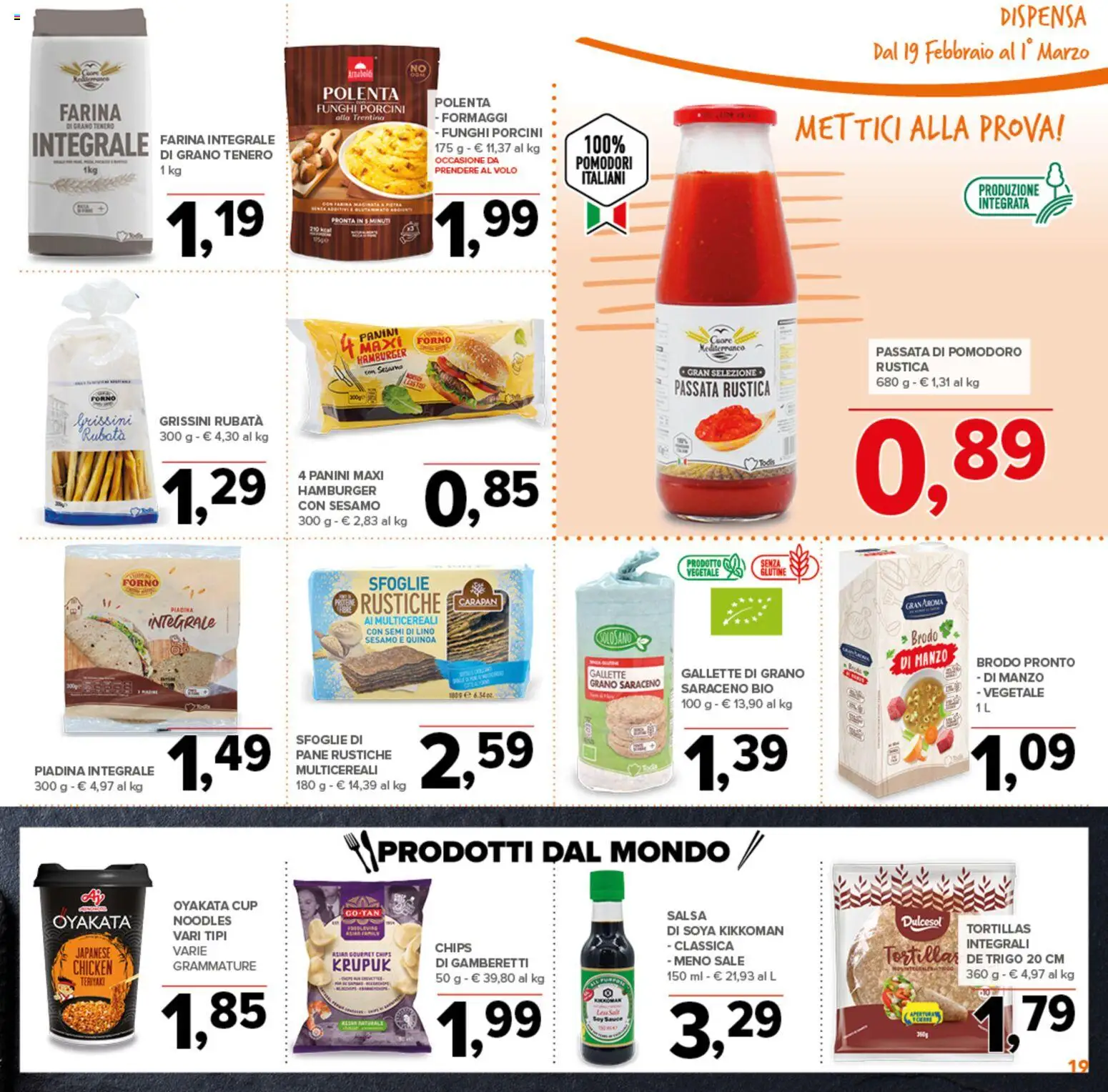 Volantino Todis del 19.02.2026 | Pagina: 19 | Prodotti: Sale, Farina, Hamburger, Gamberetti
