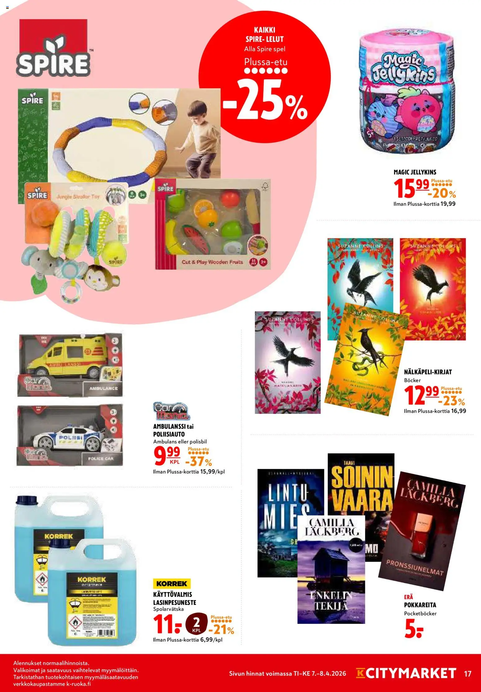 K-Citymarket tarjoukset – voimassa 07.04.2026 alkaen | Sivu: 17 | Tuotteet: Lasinpesuneste