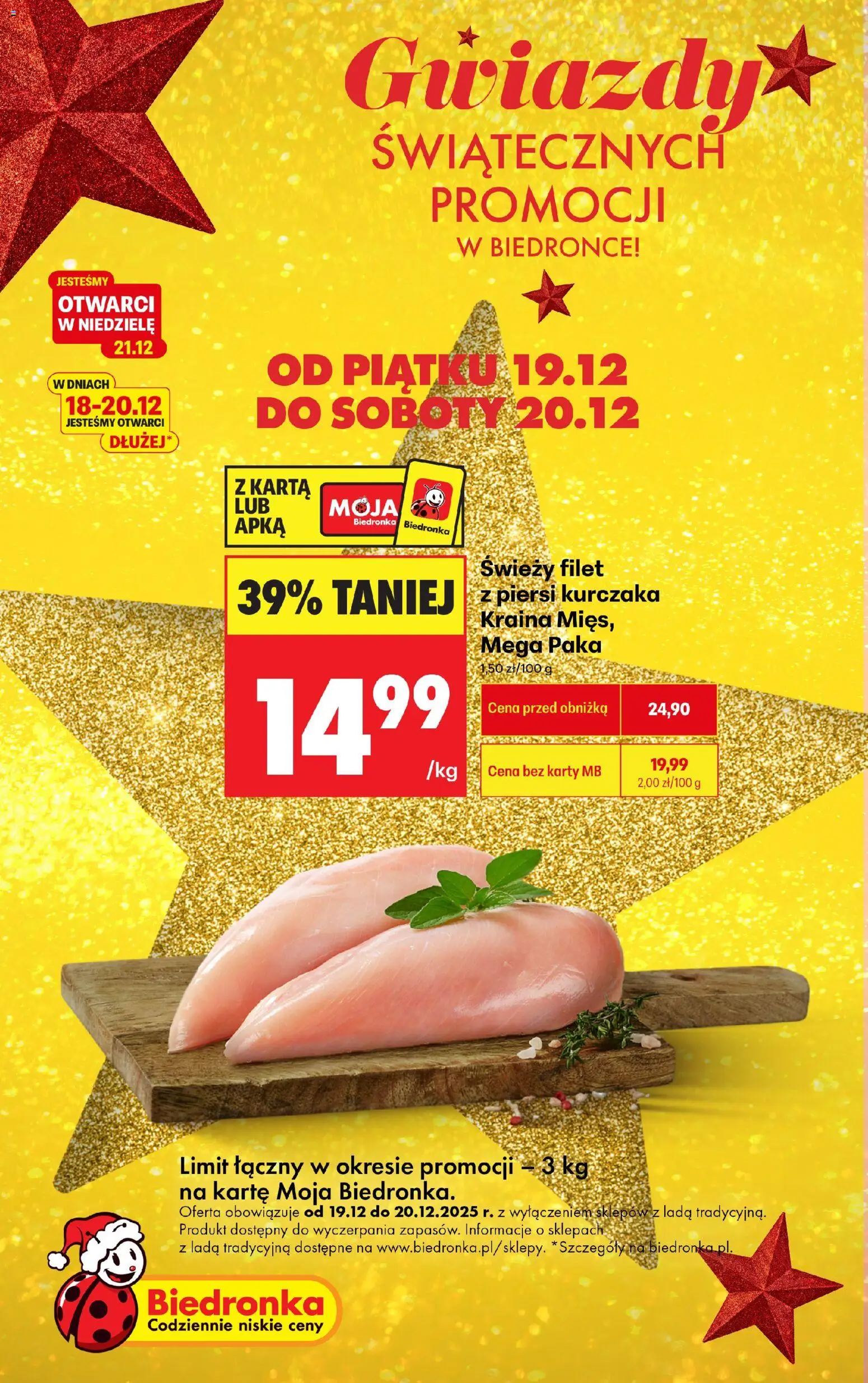 Biedronka gazetka - Gwiazdy od 19.12.2025 | Strona: 3 | Produkty: Karta, Piersi, Filet z piersi kurczaka
