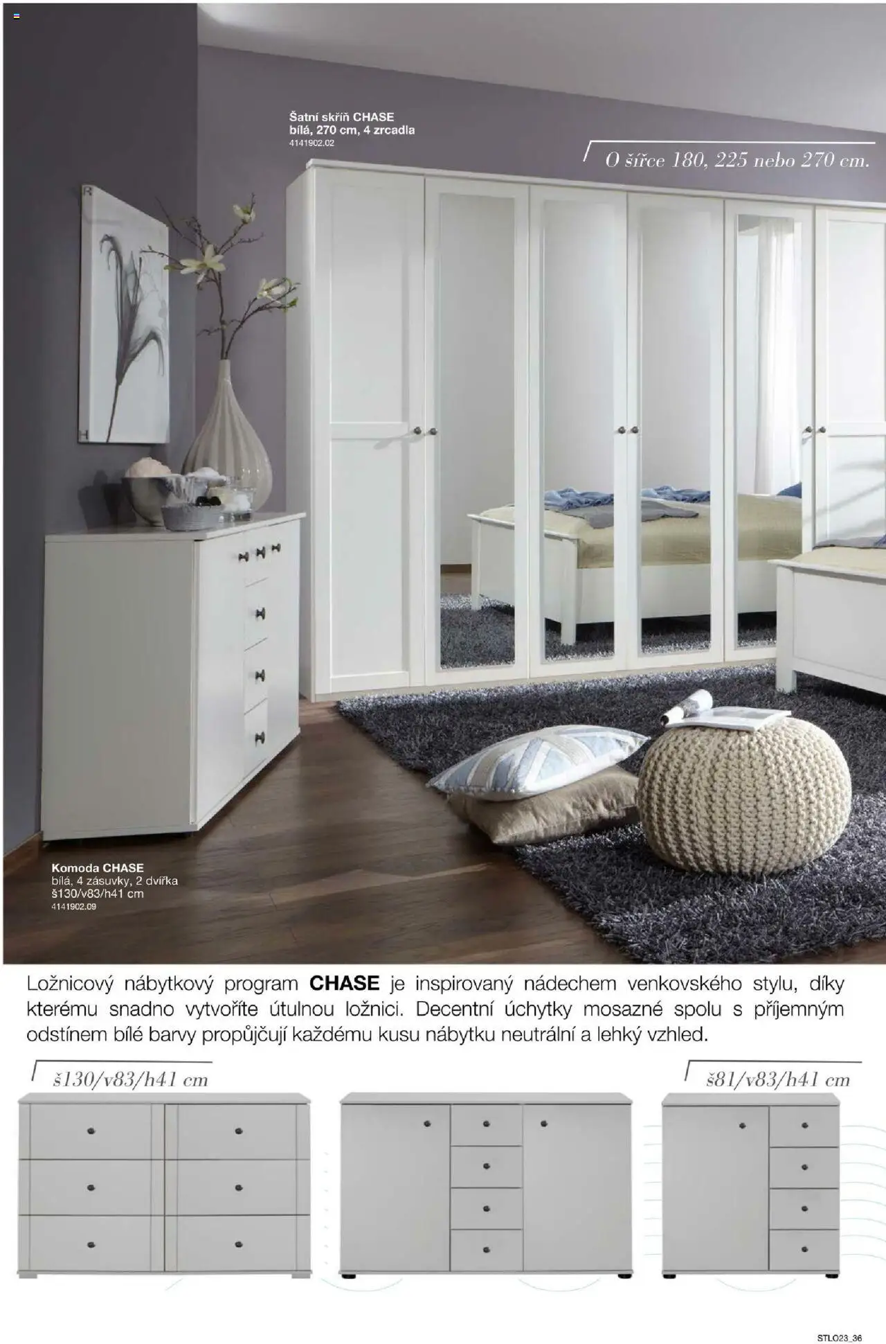 Sconto nábytek katalog - Ložnice od 01.01.2025 | Strana: 36 | Produkty: Šatní skříň, Komoda, Barvy, Skříň