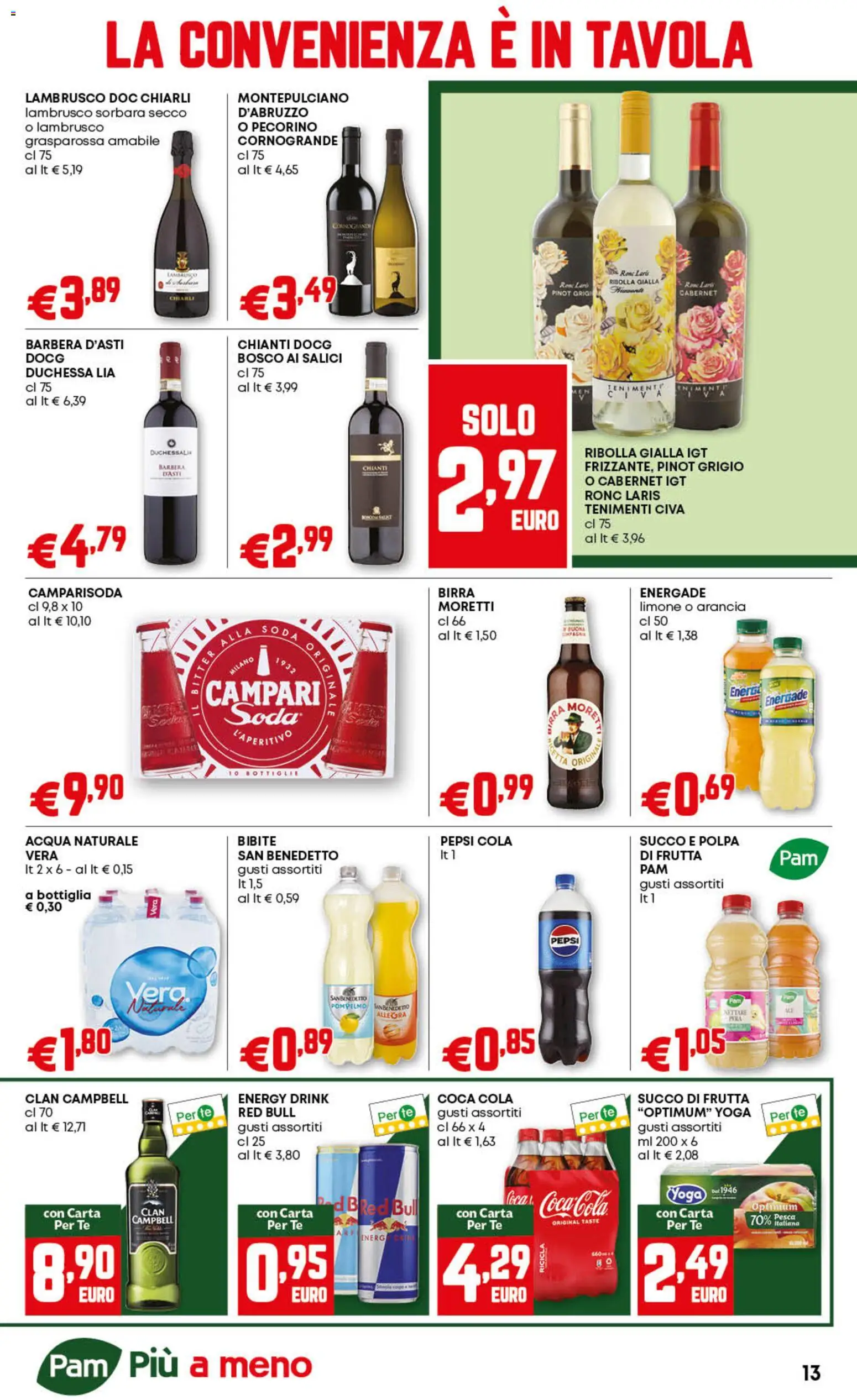 Volantino PAM del 23.10.2025 | Pagina: 13 | Prodotti: Tè, Pompelmo, Acqua naturale, Pecorino