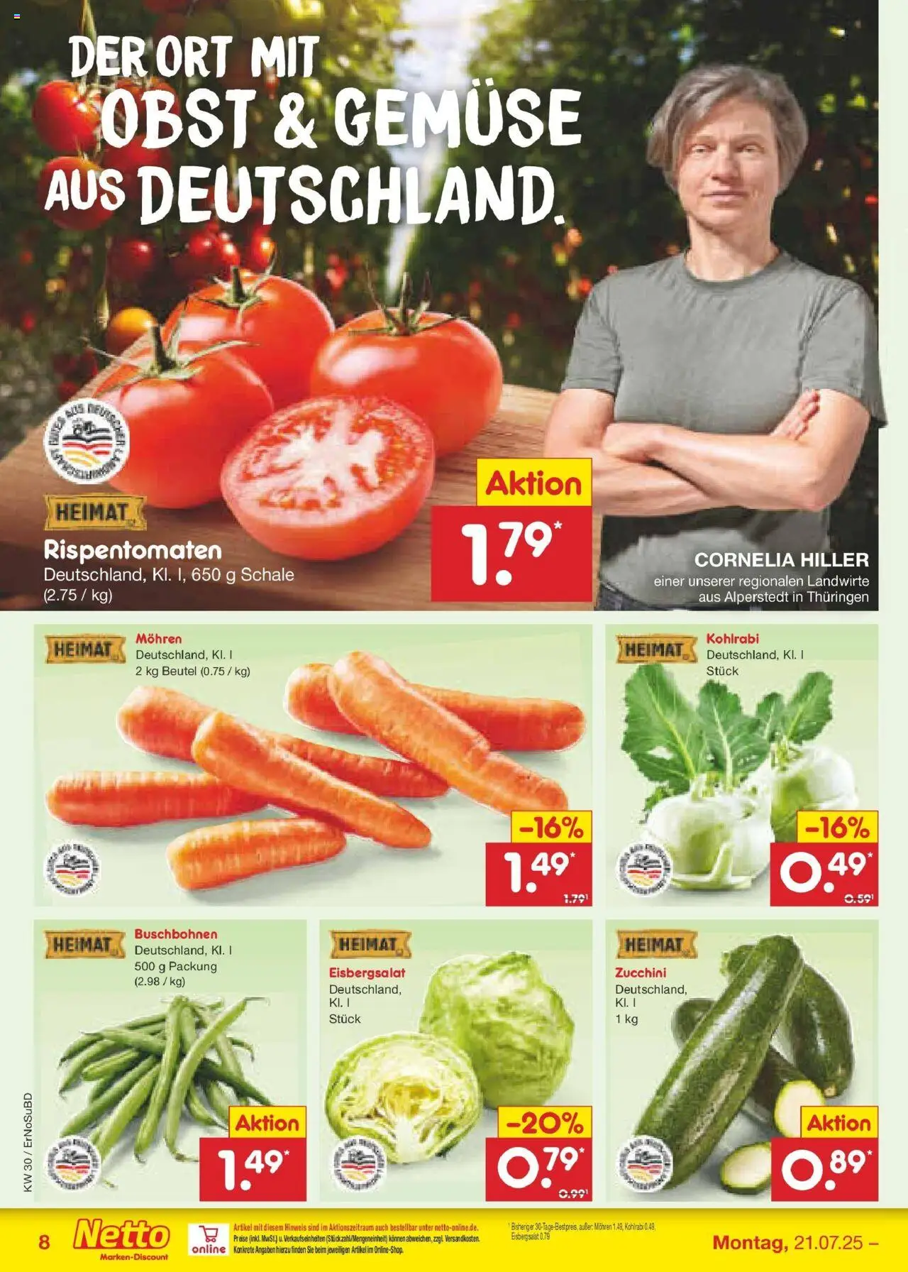 Netto Marken-Discount prospekt Jena-Lobeda	 - gültig ab dem 21.07.2025 | Seite: 10 | Produkte: Kohlrabi, Gemüse, Obst, Zucchini