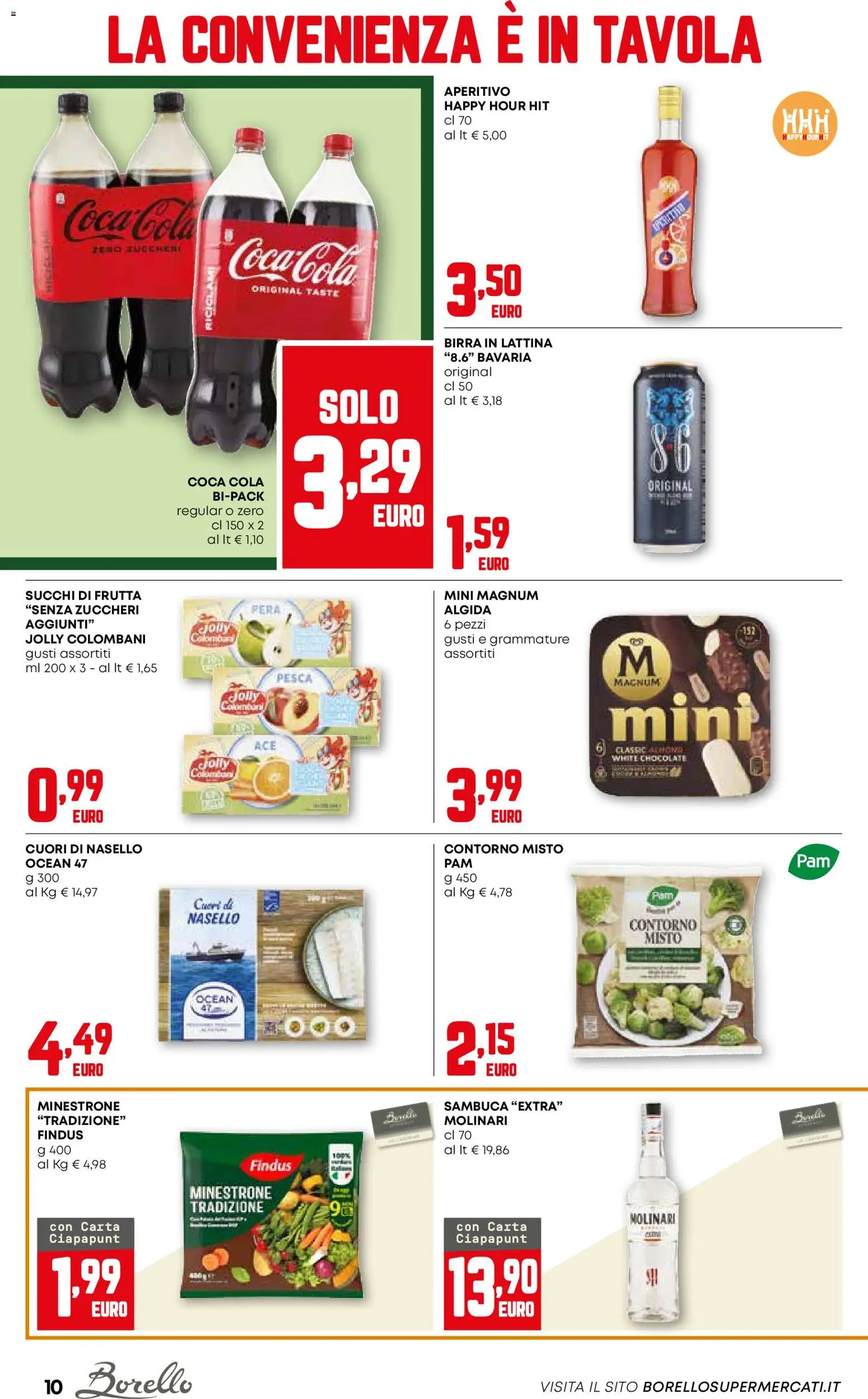 Volantino Borello Supermercati del 04.12.2025 | Pagina: 10 | Prodotti: Minestrone, Pesca, Nasello, Aperitivo