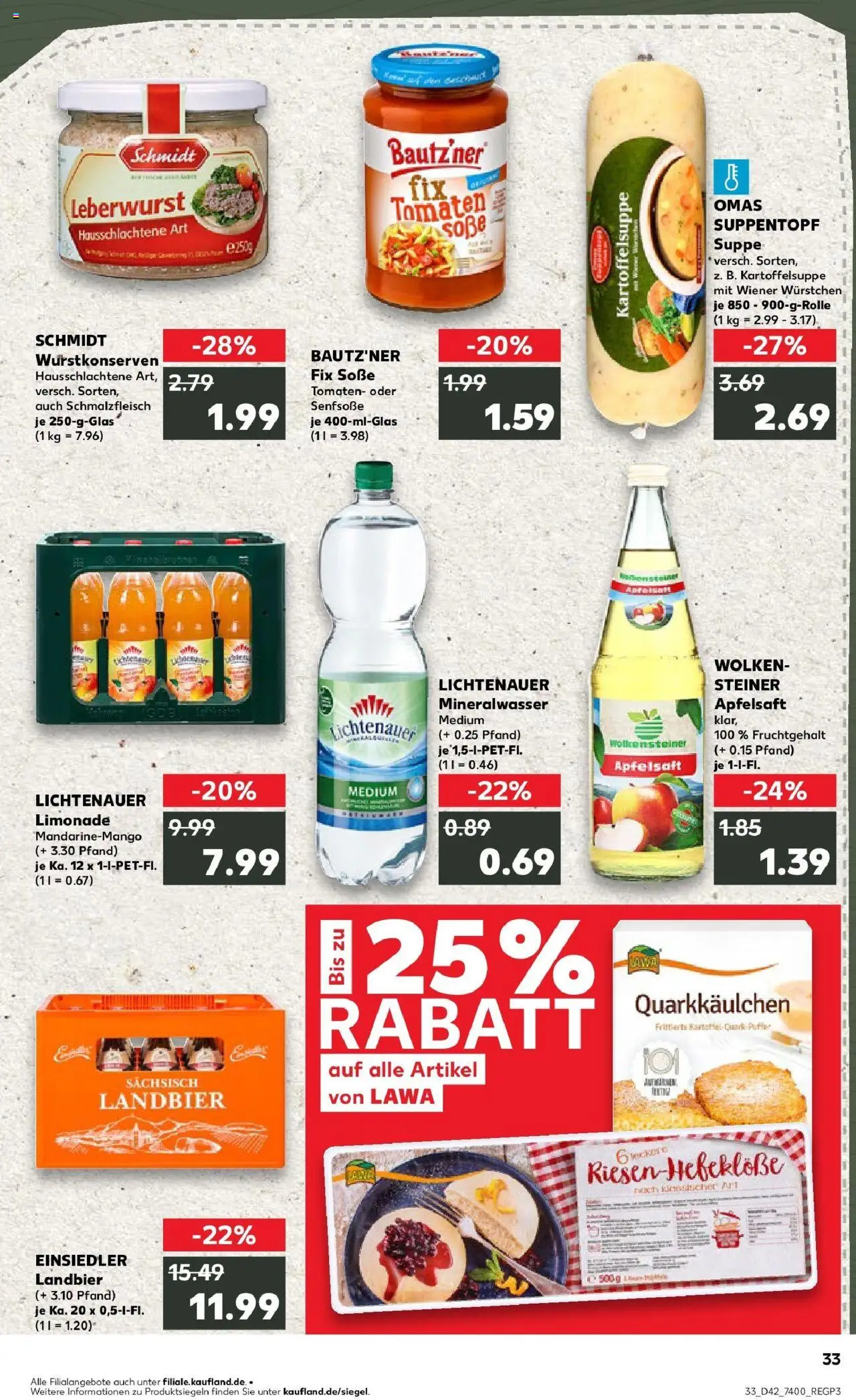 Kaufland prospekt Chemnitz	 – gültig ab 19.10.2025 | Seite: 33 | Produkte: Wiener wurstchen, Tomaten, Apfelsaft, Soße