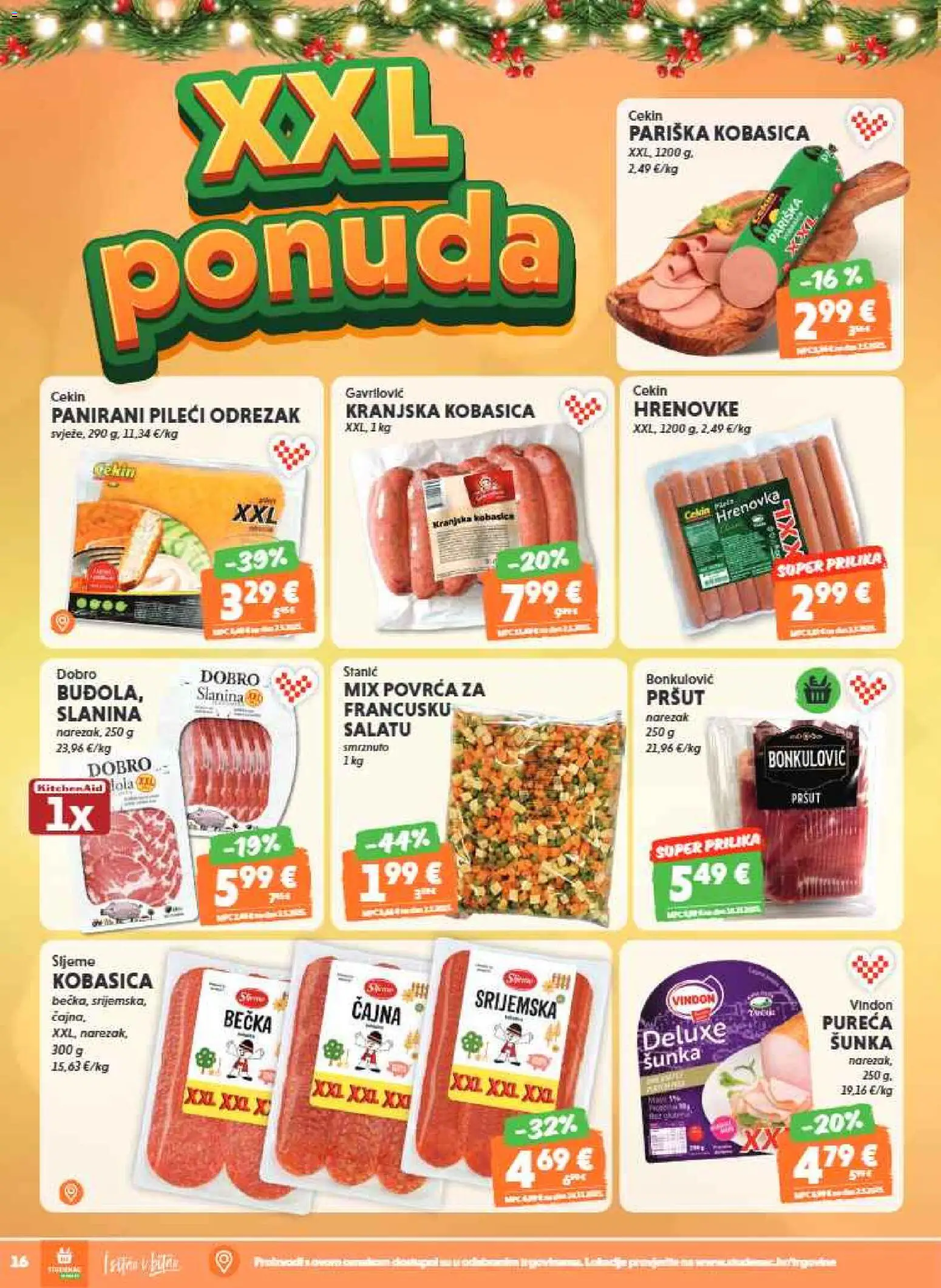 Studenac katalog | vrijedi od 10.12.2025 | Stranica: 16 | Proizvodi: Hrenovke, Pršut, Narezak, Kranjska kobasica