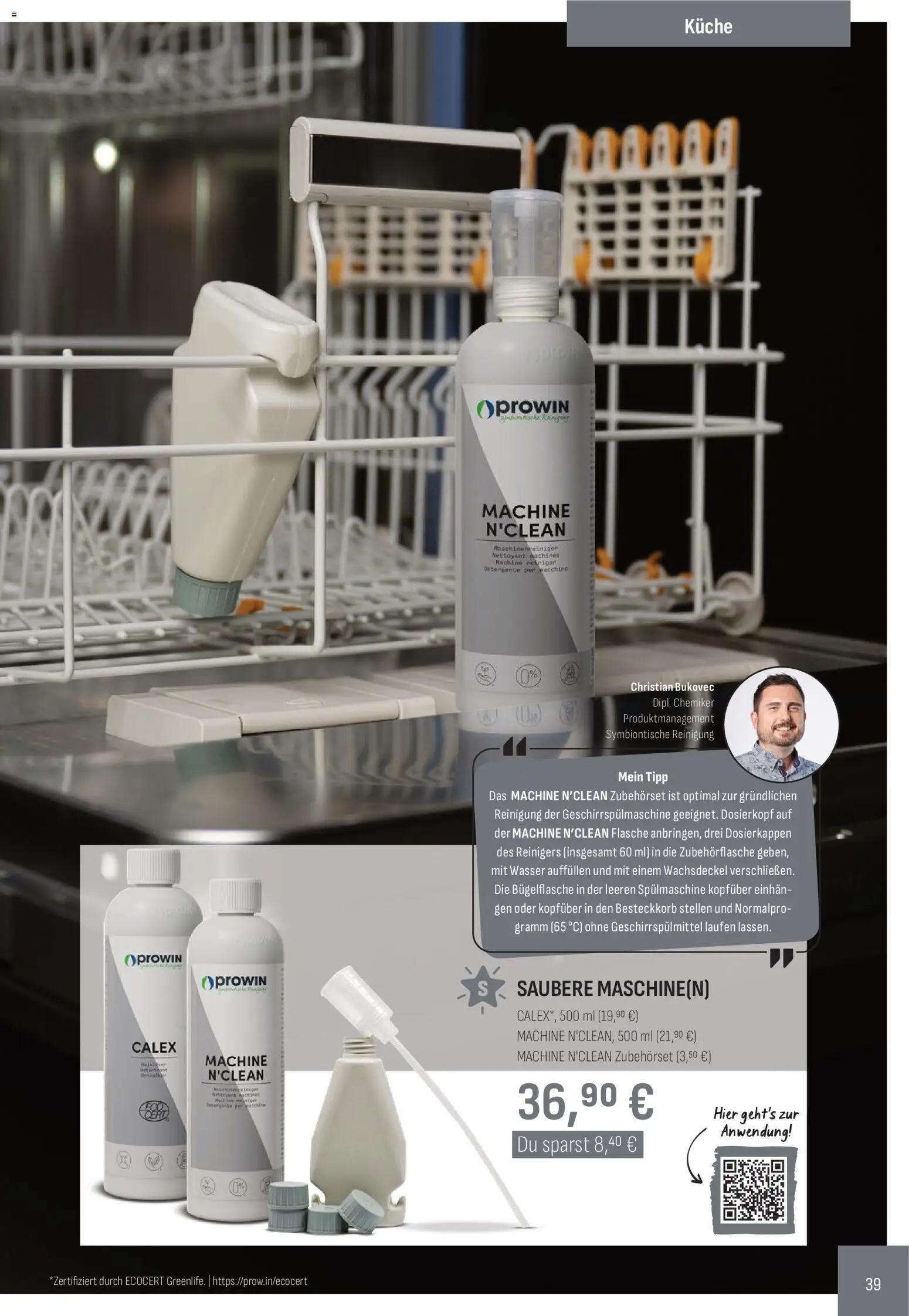 Katalog ProWin Januar/Juni 2026 – gültig ab 01.01.2026 | Seite: 39 | Produkte: Küche, Geschirrspülmaschine, Wasser, Geschirrspülmittel