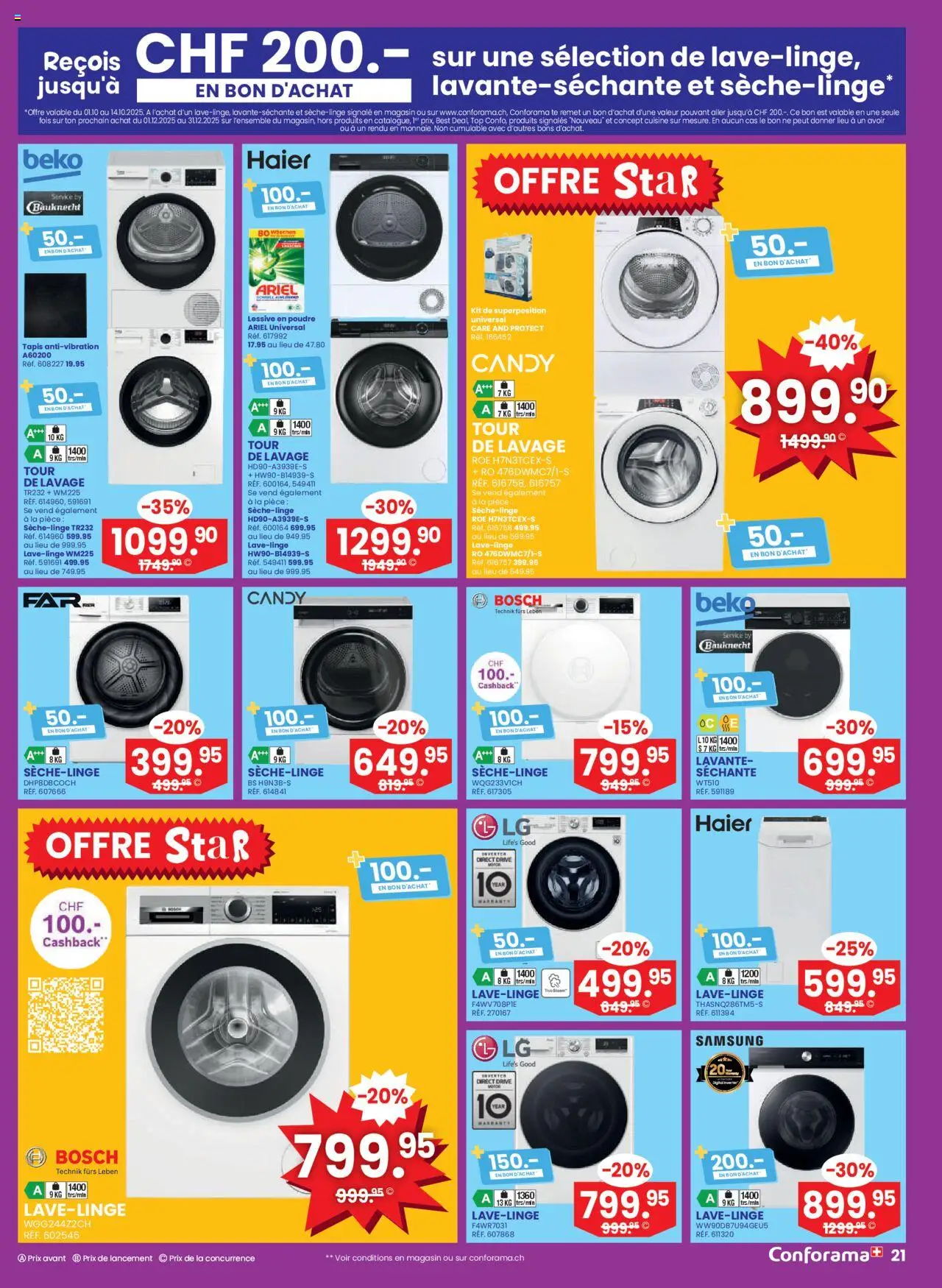 Conforama Aktionen FR – gültig ab 01.10.2025 | Seite: 21 | Produkte: Top, Samsung, Bosch