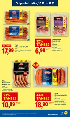 Pogląd oferty "Pikok Frankfurterki z szynki, XXL, 450 g" - ważna od 10.11.2025 | Strona: 21