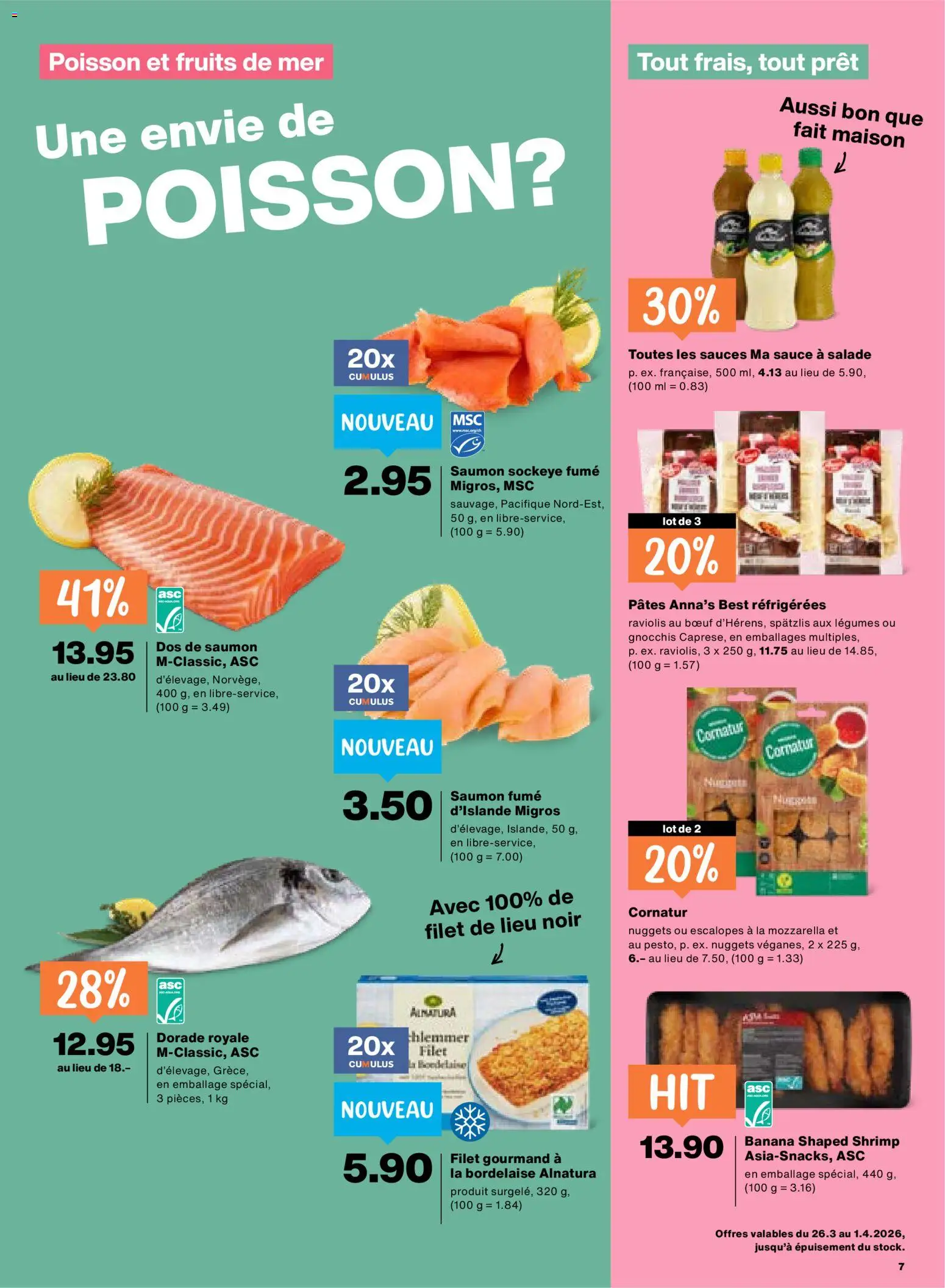 Migros aktionen FR – gültig ab 26.03.2026 | Seite: 7 | Produkte: Pasta