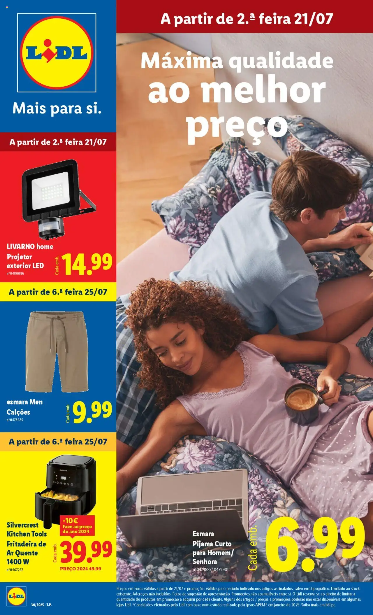 Lidl Novidades │ válido de 21.07.2025 | Página: 1 | Produtos: Air fryer, Base, Calções, Projetor