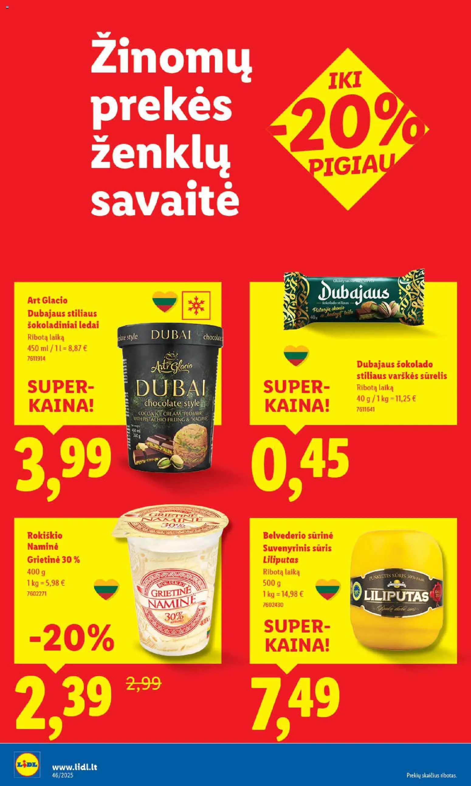 LIDL akcijos nuo 10.11.2025 | Puslapis: 20 | Prekių: Ledai, Sūrelis, Sūris, Grietinė
