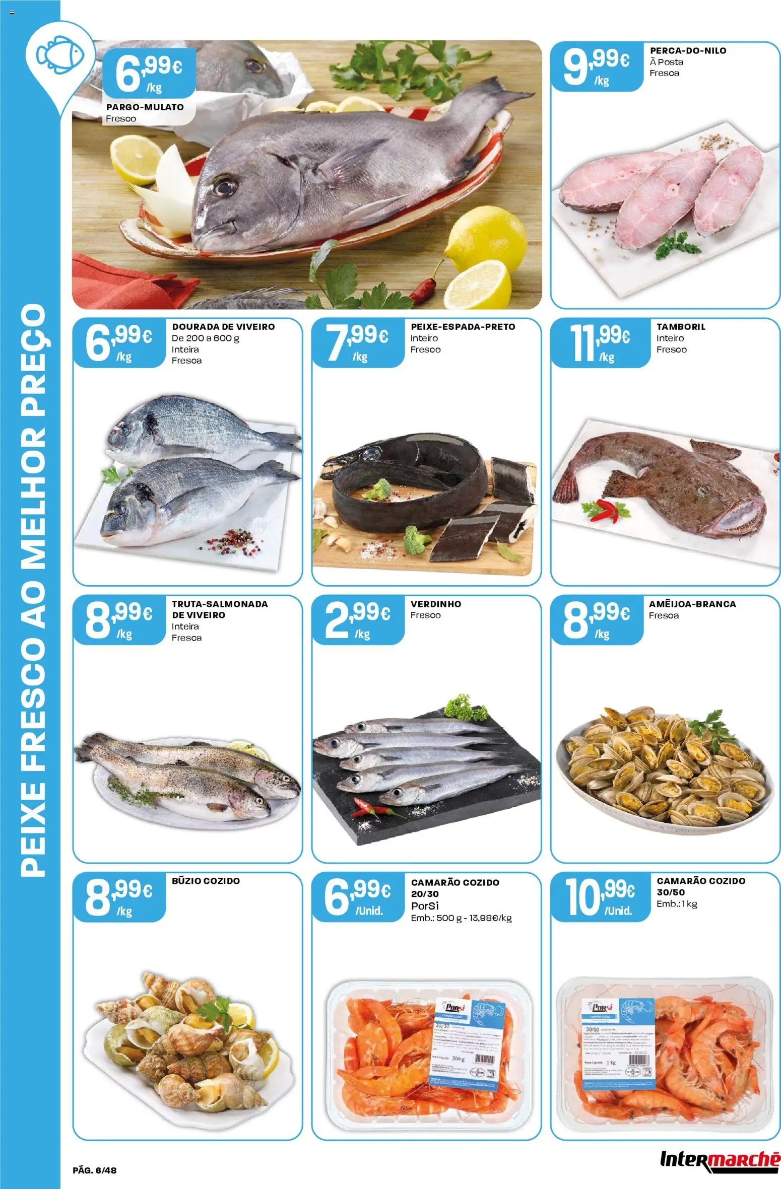 Intermarché folheto │ válido de 06.11.2025 | Página: 6 | Produtos: Dourada, Camarão, Tamboril, Peixe