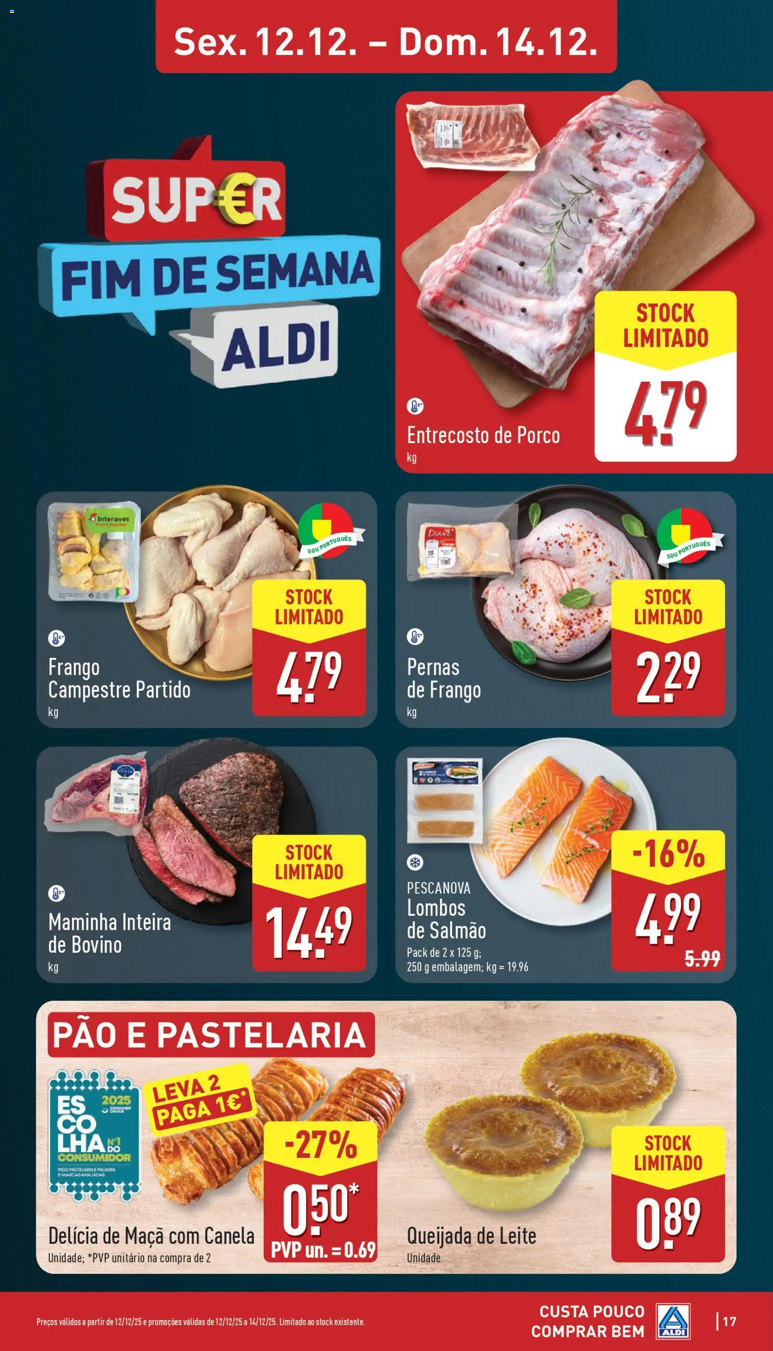 Aldi folheto │ válido de 08.12.2025 | Página: 17 | Produtos: Frango, Padaria, Leite, Maça