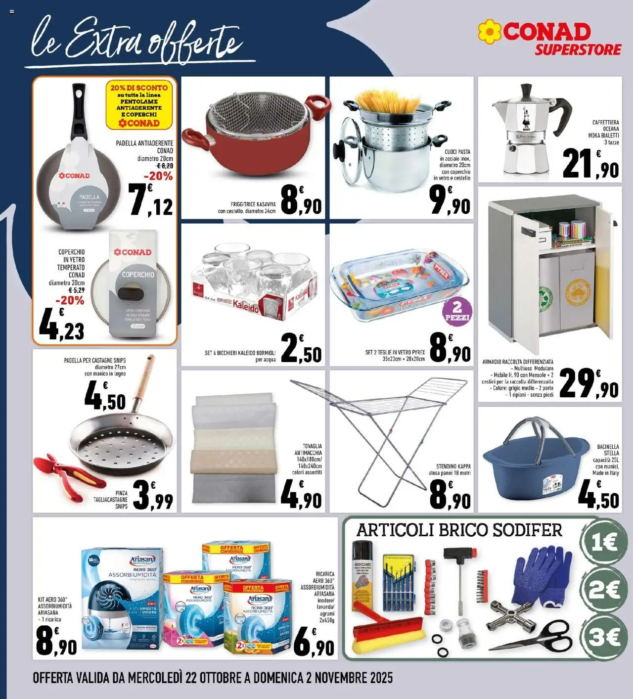 Volantino Conad del 22.10.2025 | Pagina: 26 | Prodotti: Acqua, Stendino, Armadio, Tovaglia