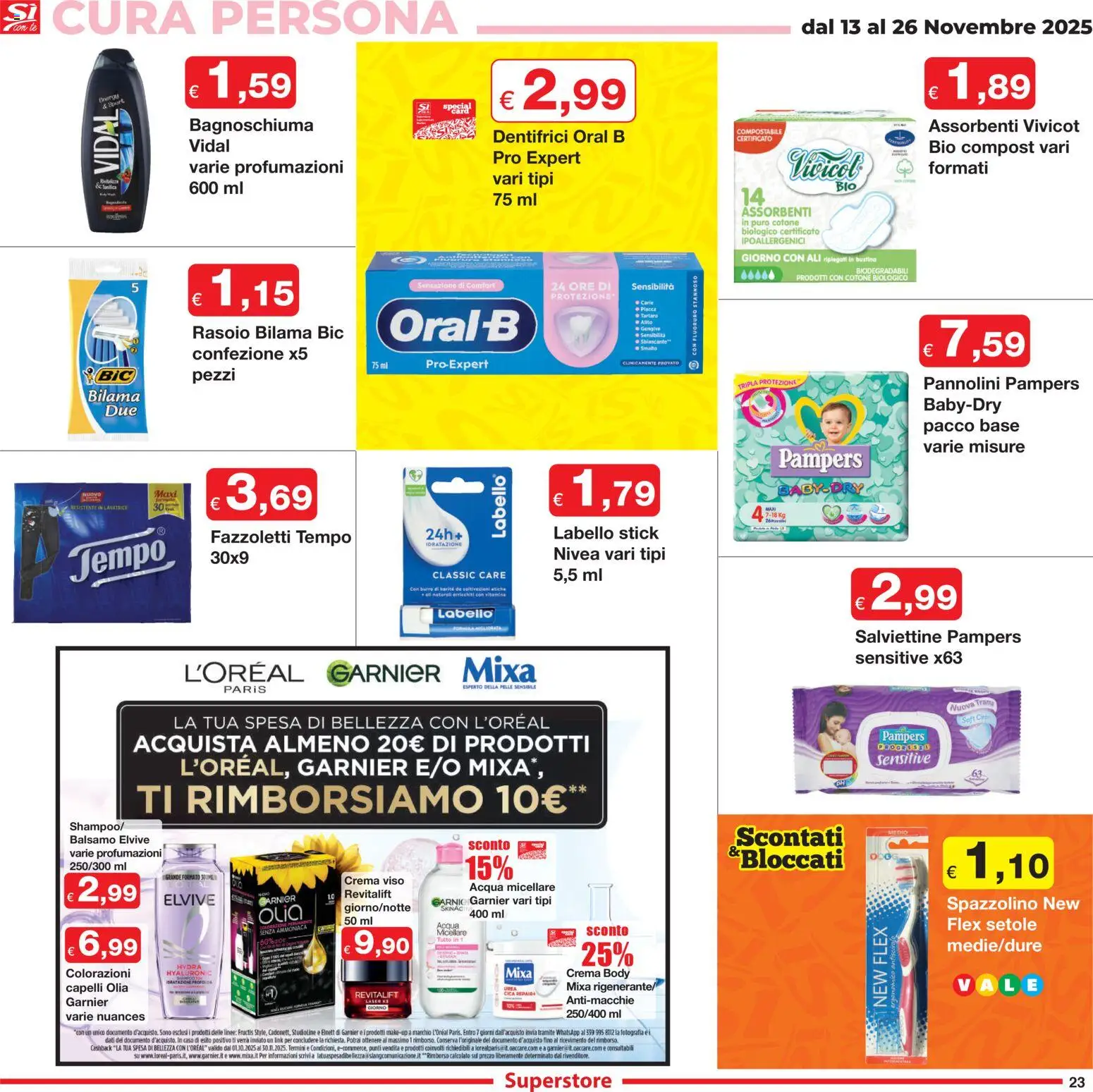 Volantino Sì con Te del 13.11.2025 | Pagina: 23 | Prodotti: Crema, Acqua micellare, Fazzoletti, Lavatrice