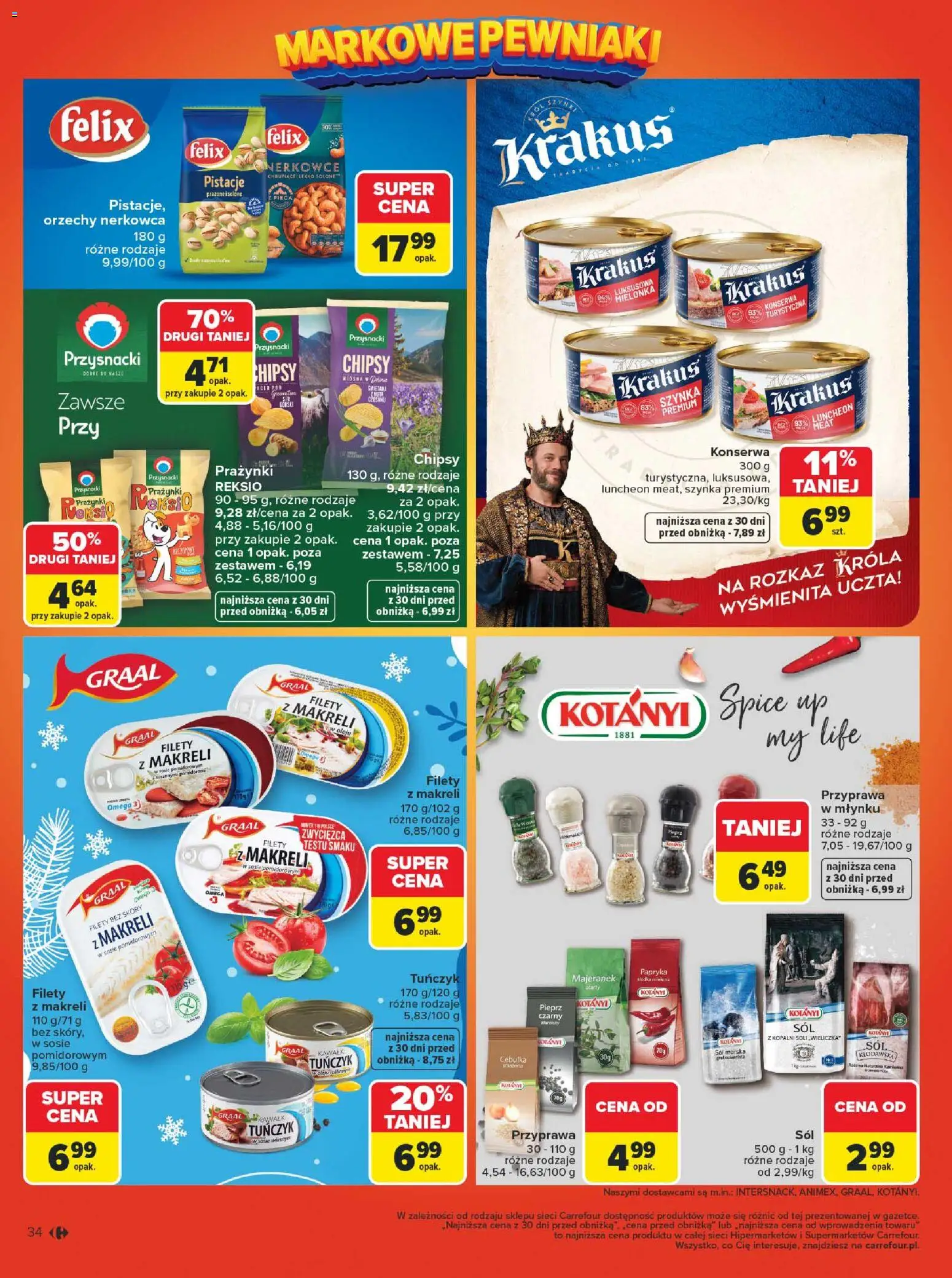 Carrefour Gazetka od 16.02.2026 | Strona: 36 | Produkty: Chipsy, Tuńczyk, Sól morska, Śmietana