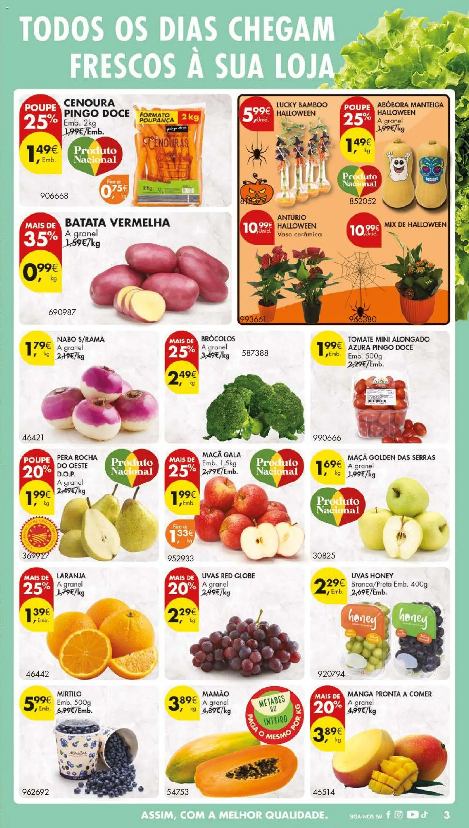 Pingo Doce folheto │ válido de 28.10.2025 | Página: 3 | Produtos: Brócolos, Manteiga, Cenoura, Mamão