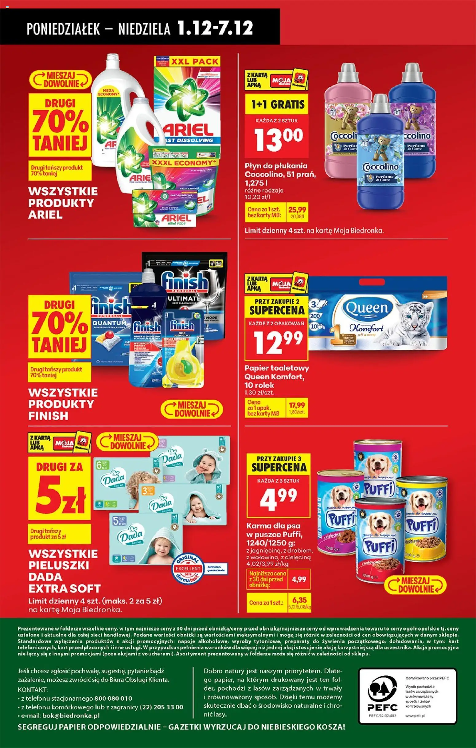 Biedronka gazetka od 01.12.2025 | Strona: 88 | Produkty: Coccolino, Ariel, Karma dla psa, Finish