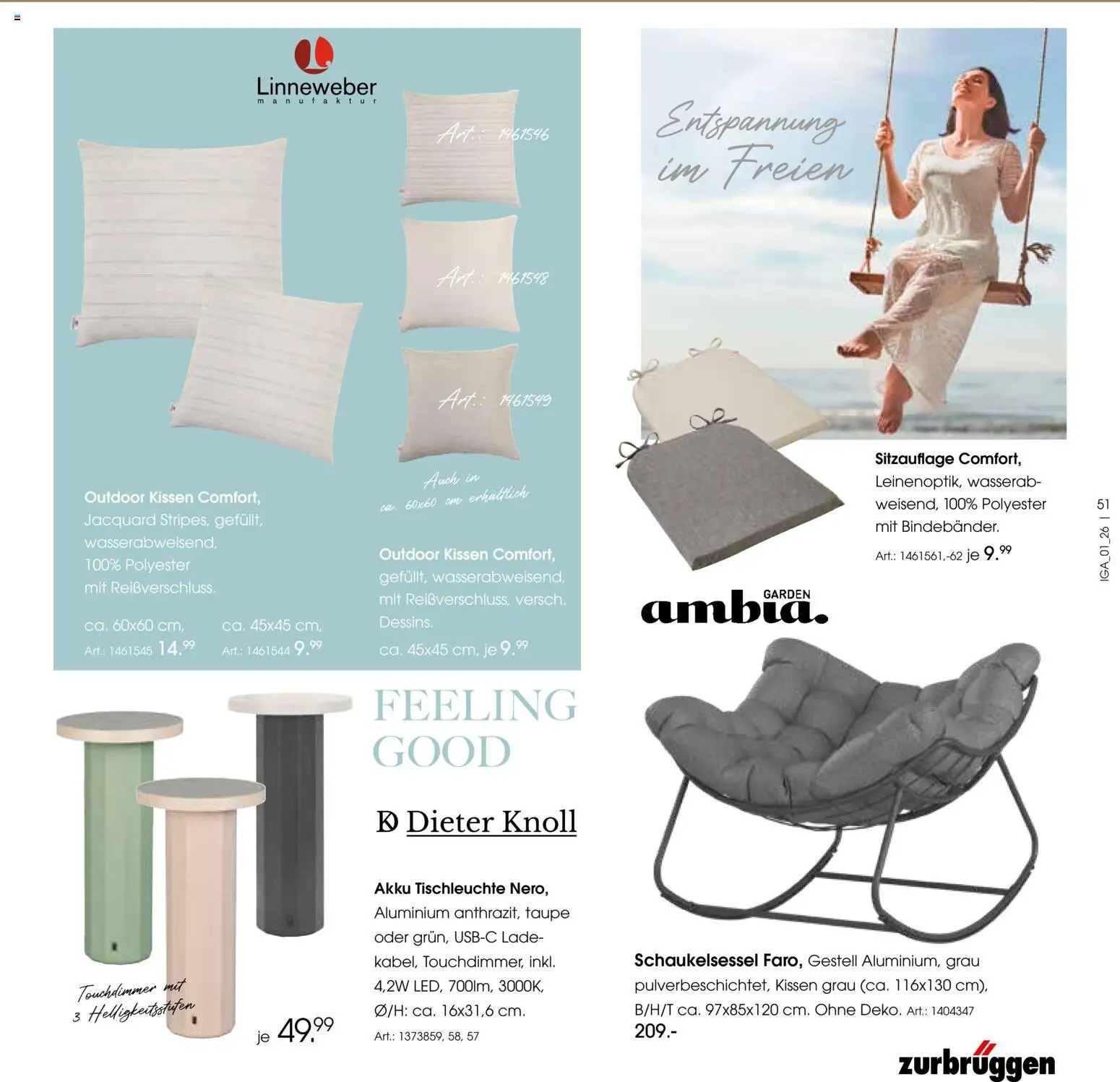 Zurbrüggen Sommer 2026 – gültig ab 19.03.2026 | Seite: 51 | Produkte: Kissen